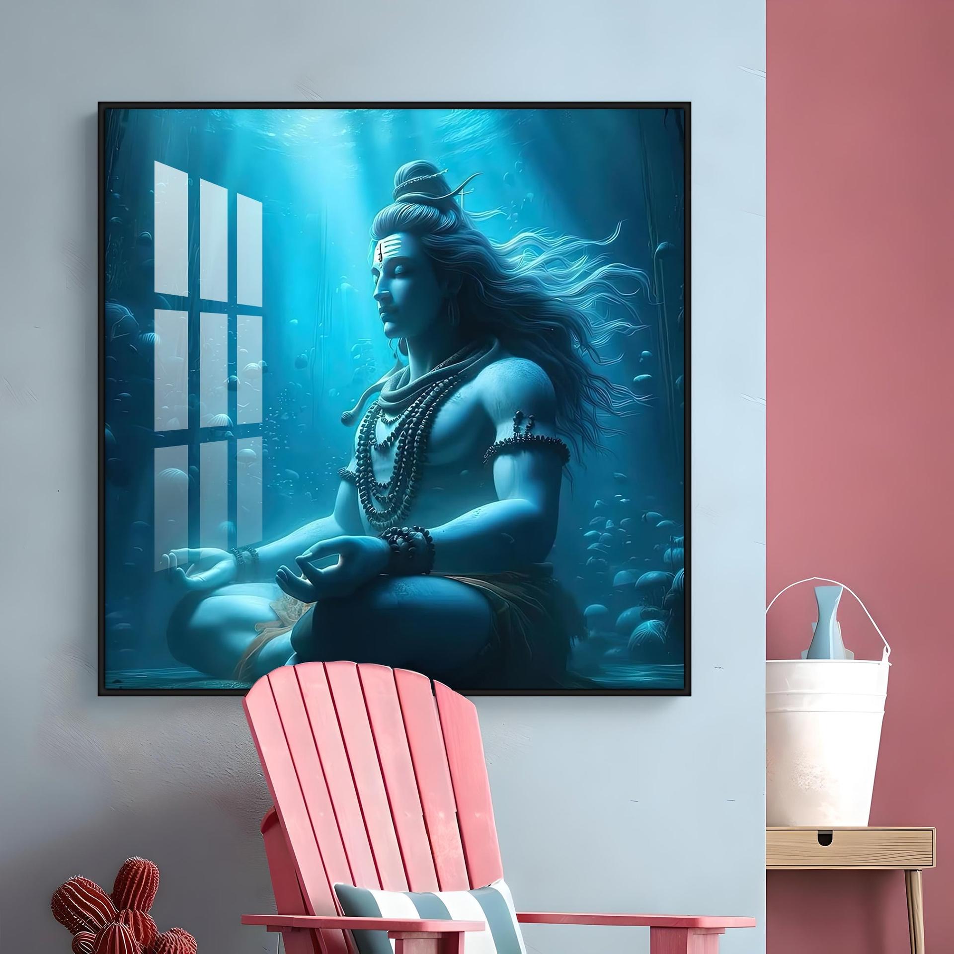 Meditating Shiva Premium Acrylic Square Wall Art - Image 8