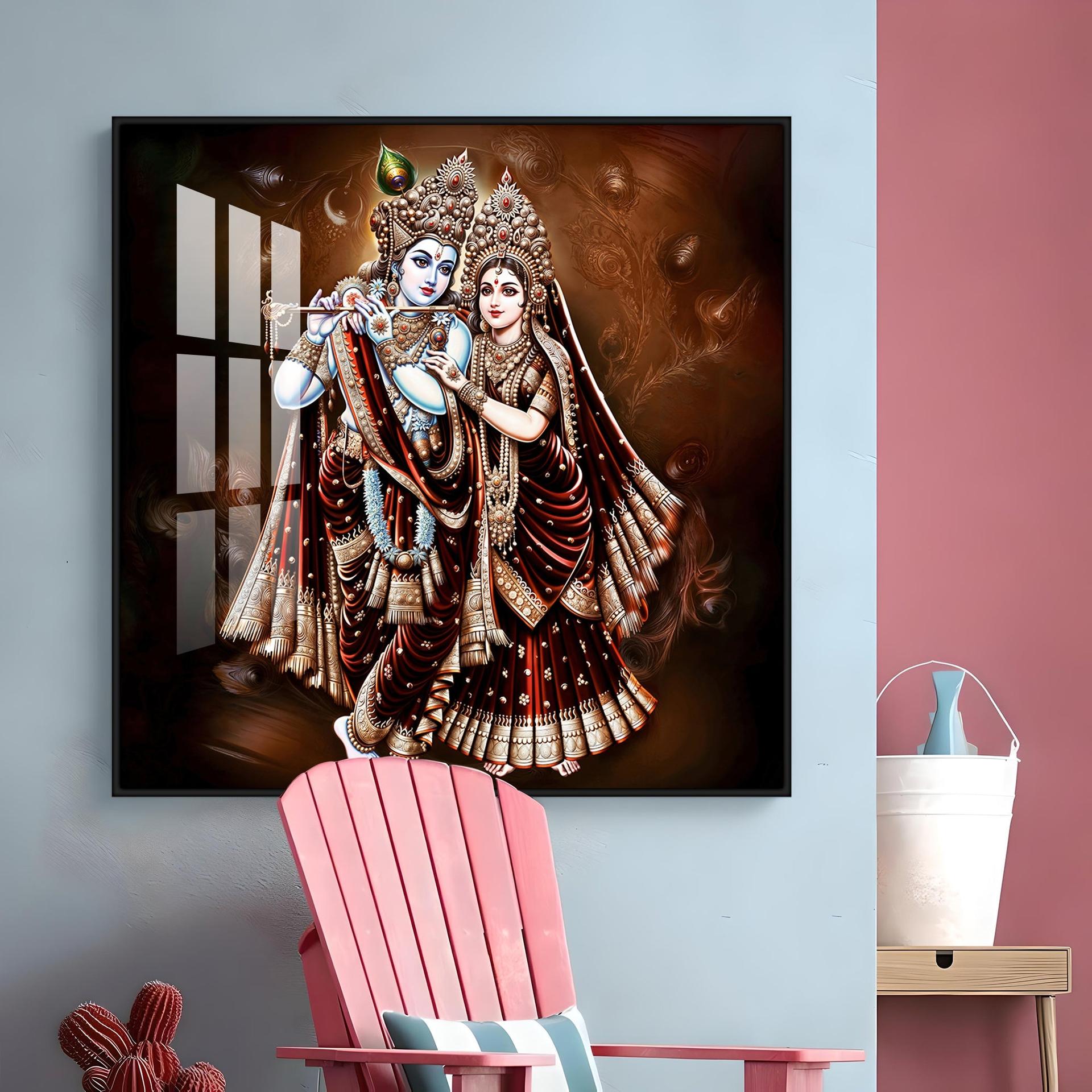 Beautiful Radha Krishna Premium Acrylic Square Wall Art - Image 15