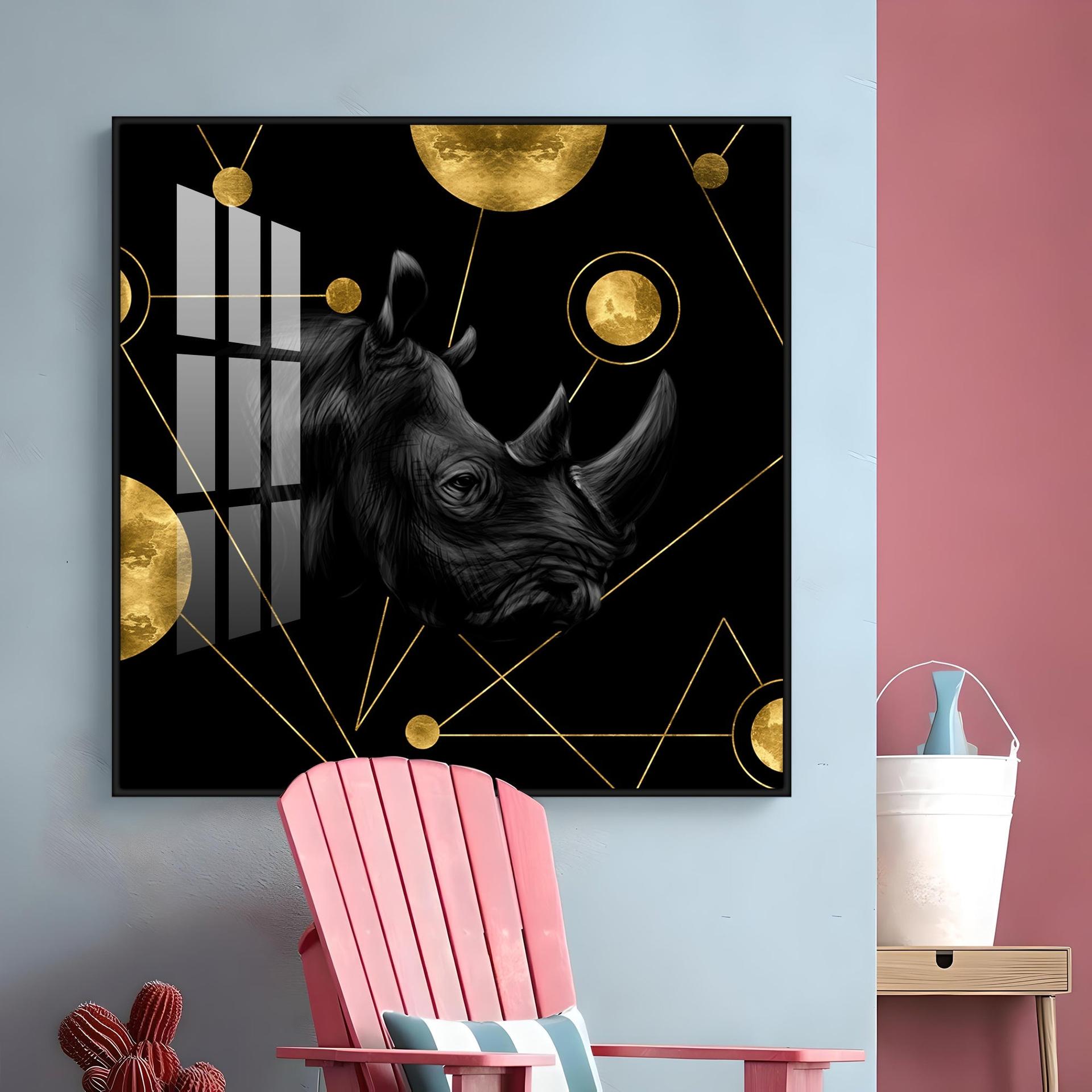 Golden Rhinoceros Luxury Art Premium Acrylic Square Wall Art - Image 16