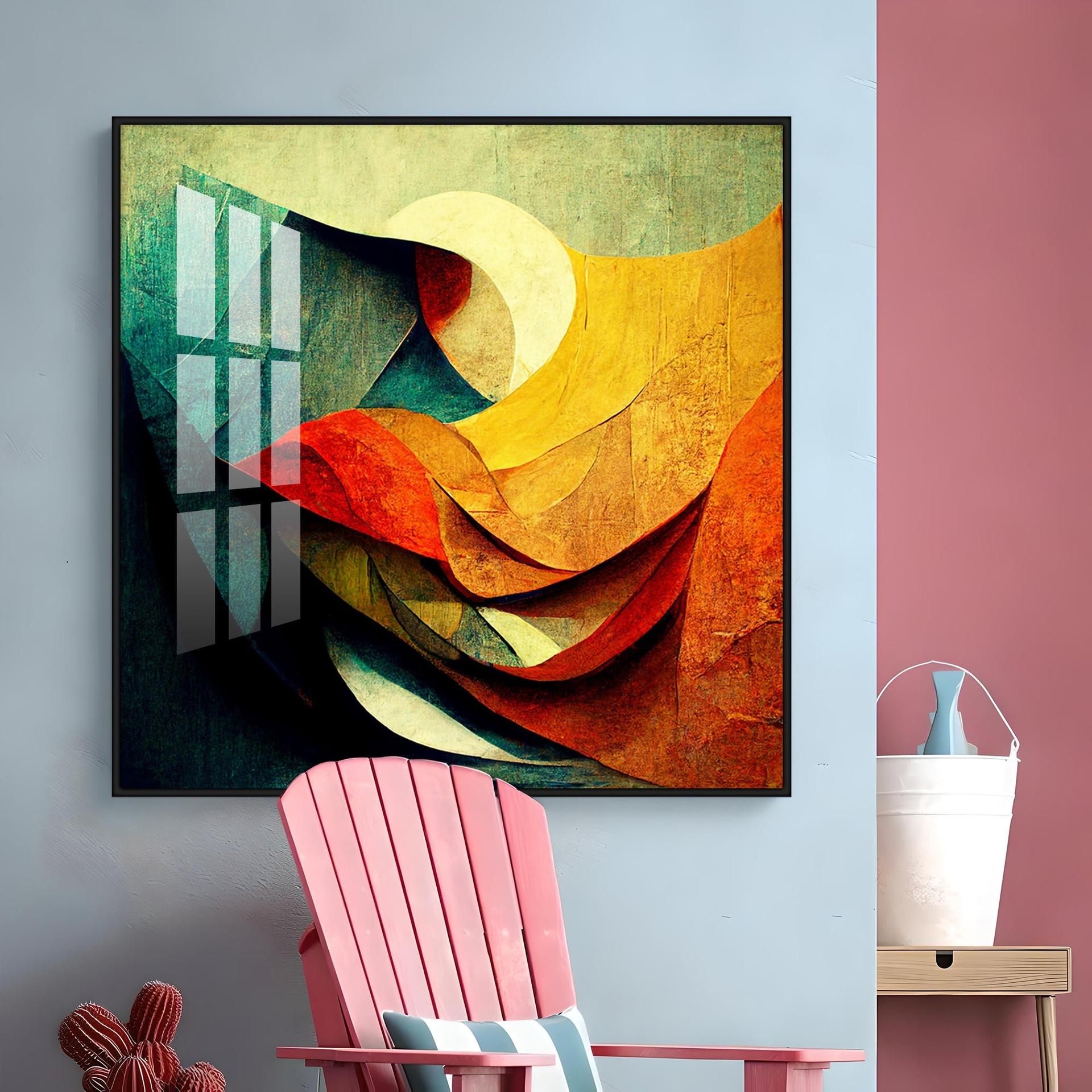 Abstract Contemporary Modern Watercolor Art Premium Acrylic Square Wall Art - Image 10