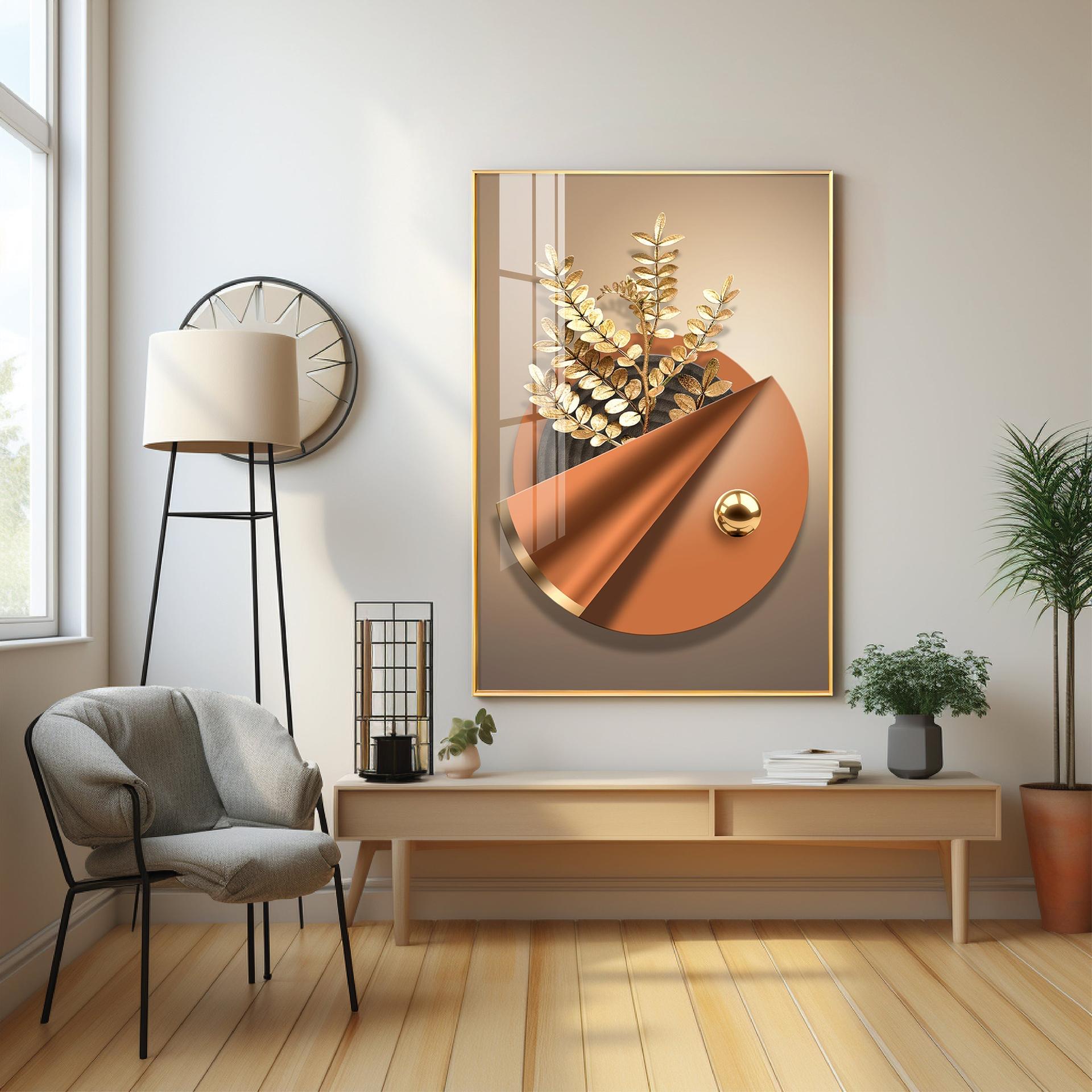 Aura Golden Petals Luxury Crystal Vertical Wall Art - Image 3