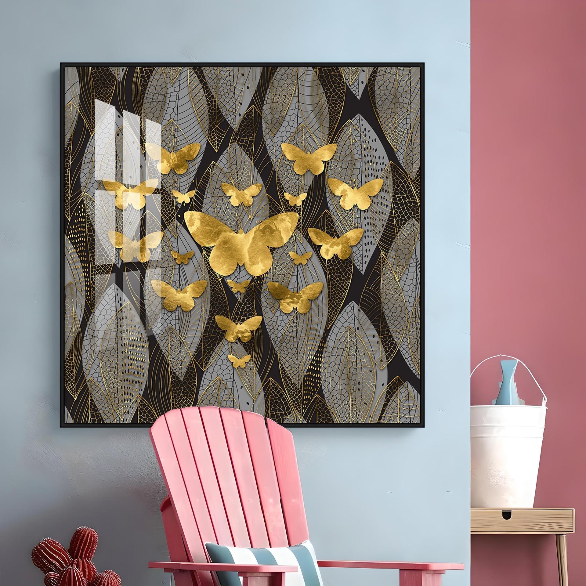Golden Butterfly Light Luxury Premium Acrylic Square Wall Art - Image 8