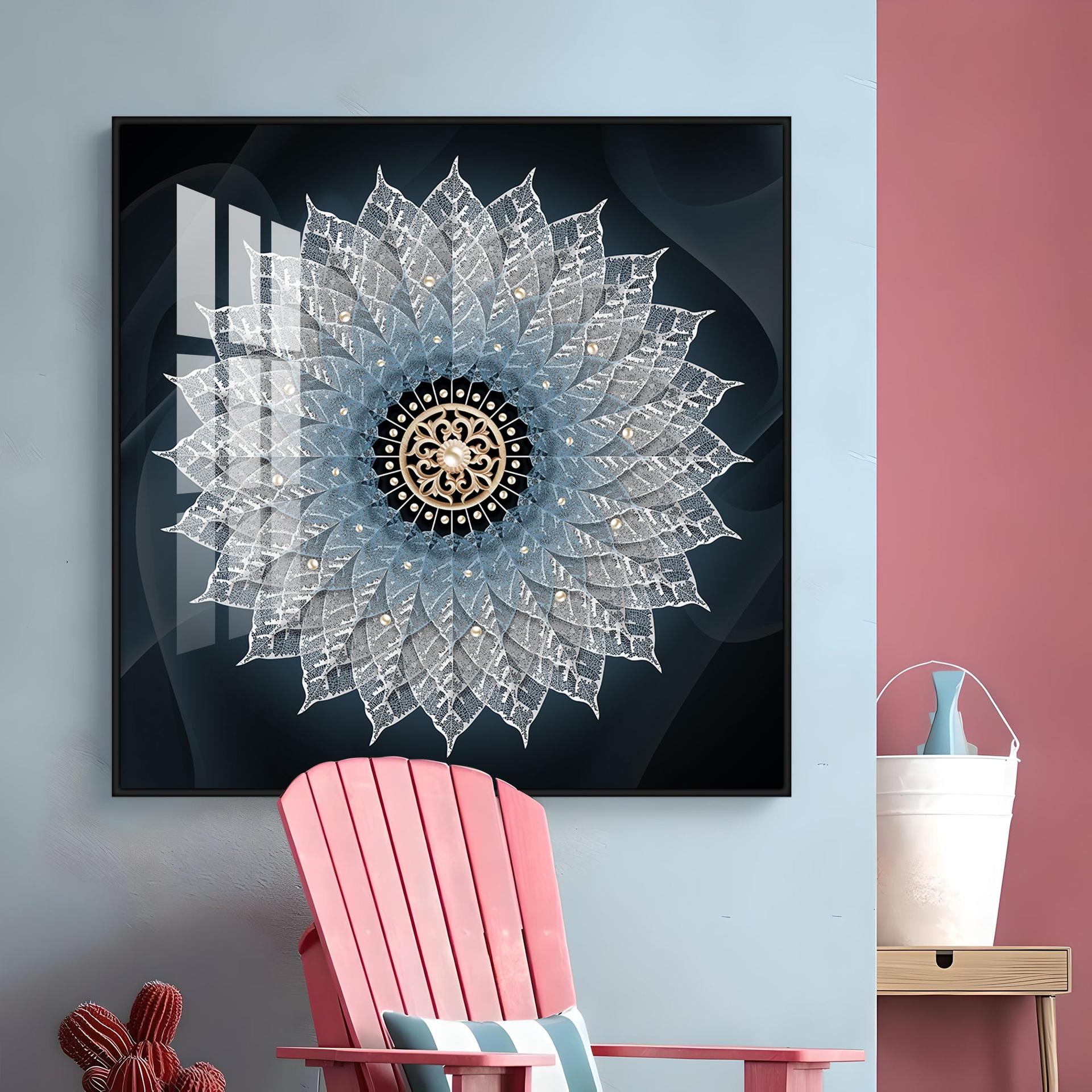 Crystal Flower Mandala Premium Acrylic Square Wall Art - Image 12