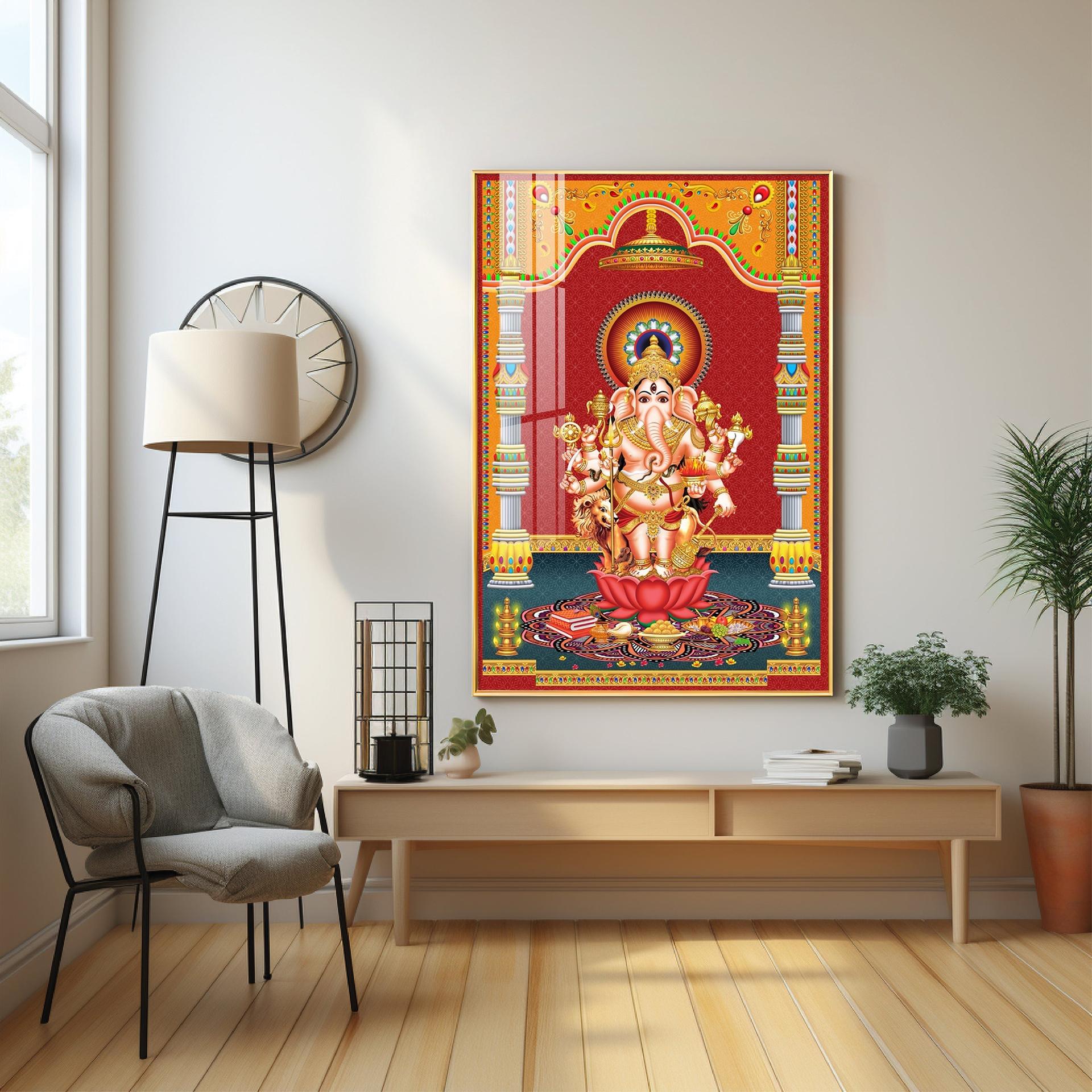 Lord Ganesh Blessings Premium Acrylic Vertical Wall Art - Image 3
