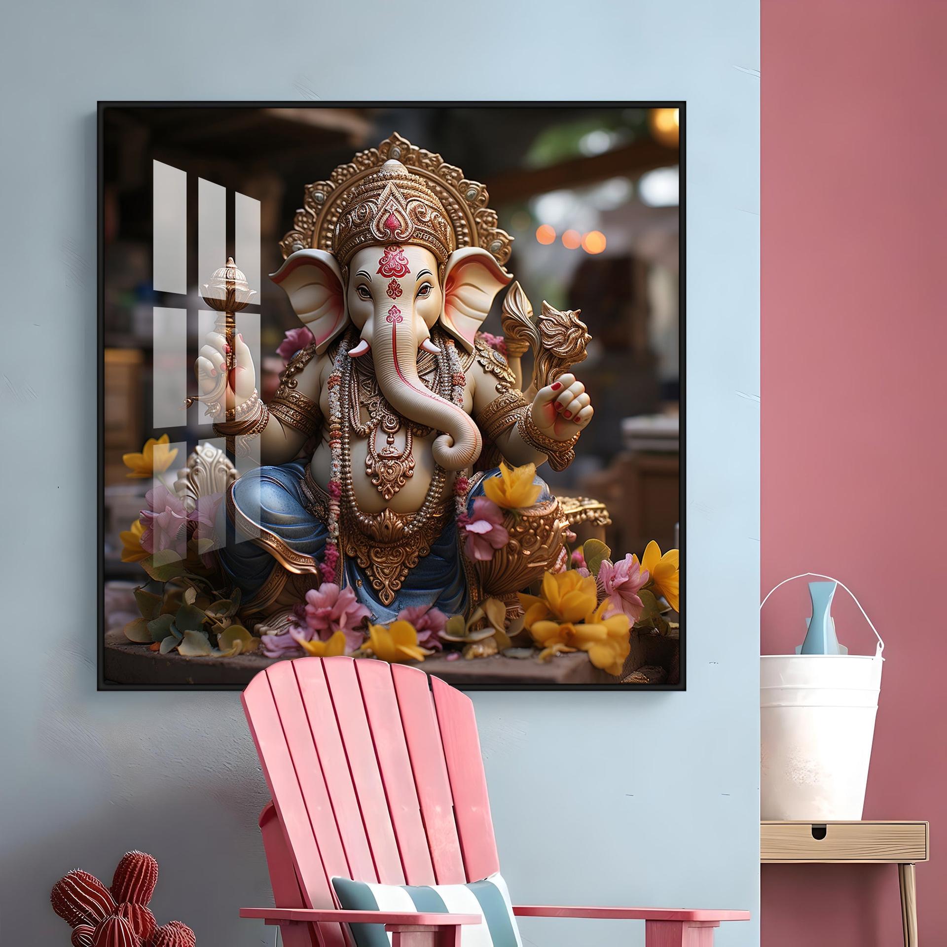 Karya Siddh Ganesh Premium Acrylic Square Wall Art - Image 13