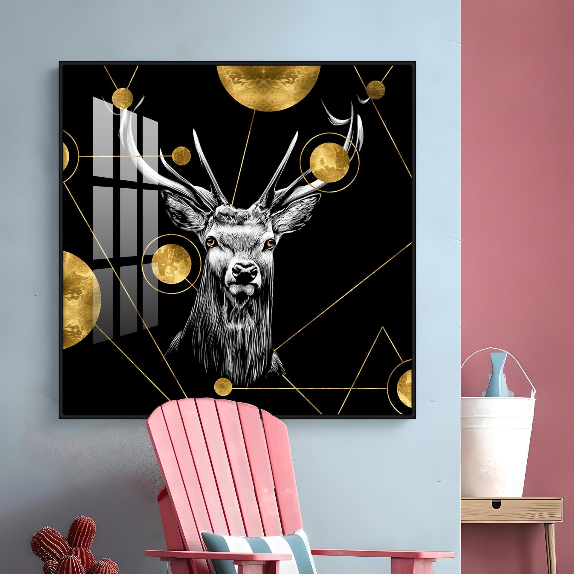 Light Luxury Elk Abstract Art Living Room Premium Acrylic Square Wall Art - Image 8