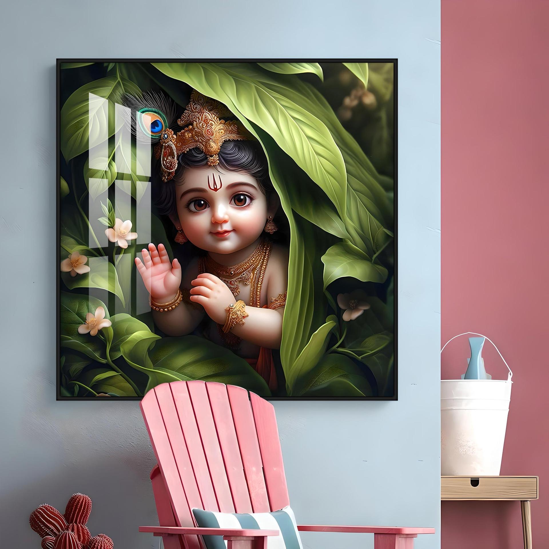 Ladoo Gopal Premium Acrylic Square Wall Art - Image 15