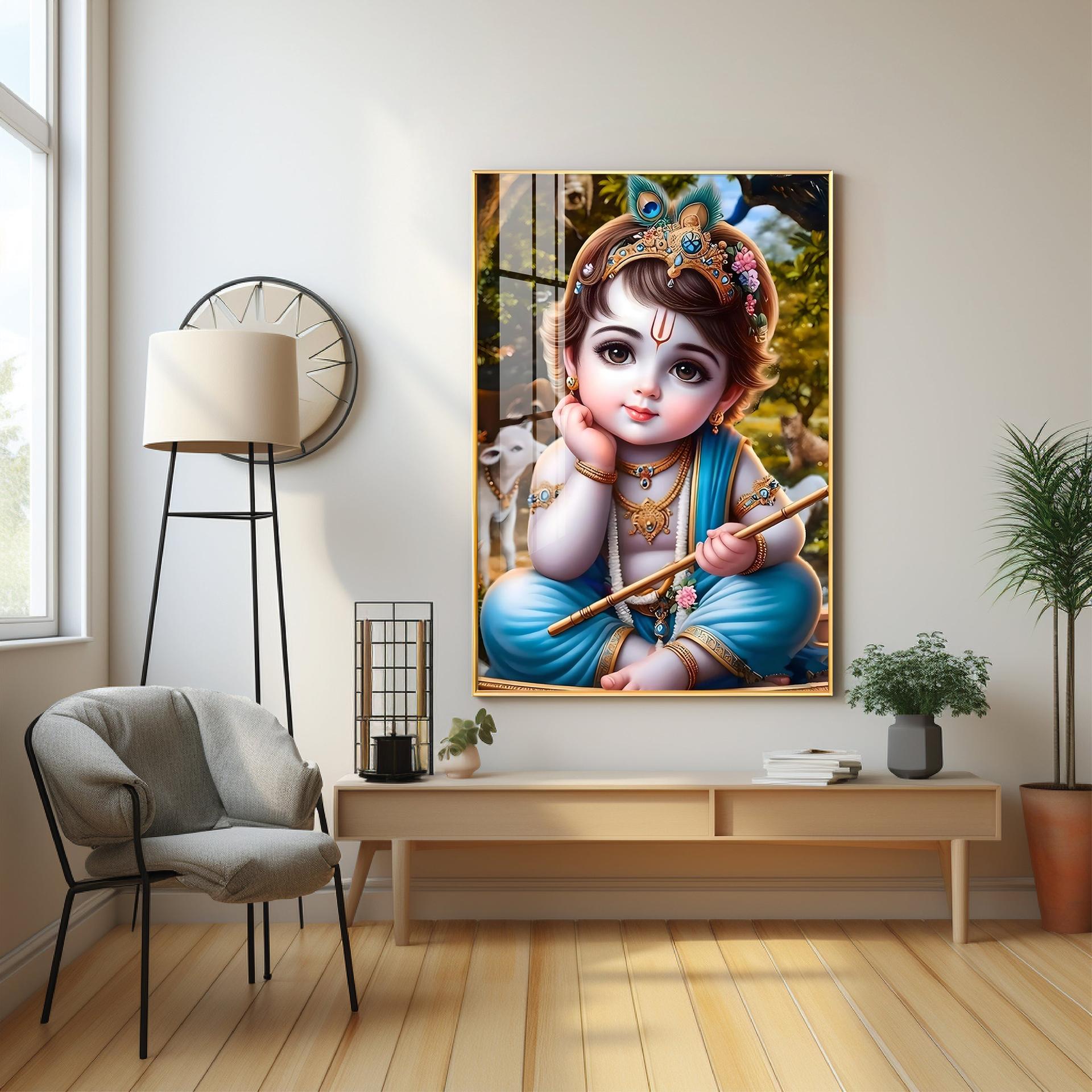 Little Krishna Reverberations Premium Vertical Acrylic Wall Art - Image 4