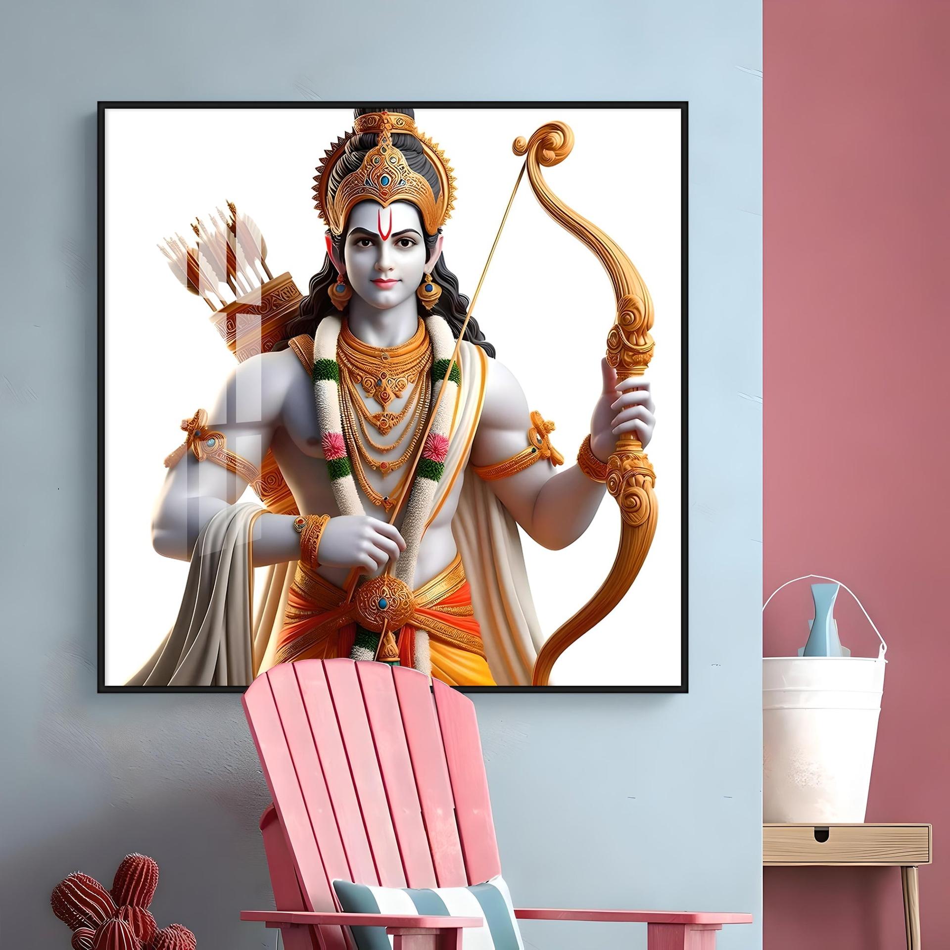 King Of Ayodhya Shree Ram Premium Acrylic Square Wall Art - Image 13