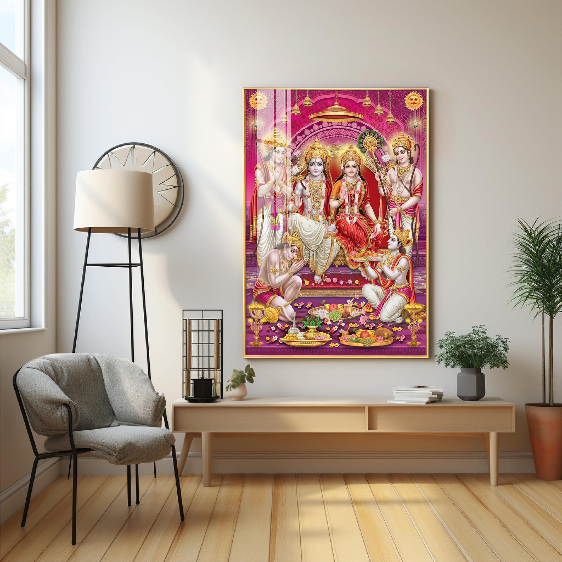 Ram Sita Darbar Premium Acrylic Vertical Wall Art - Image 3