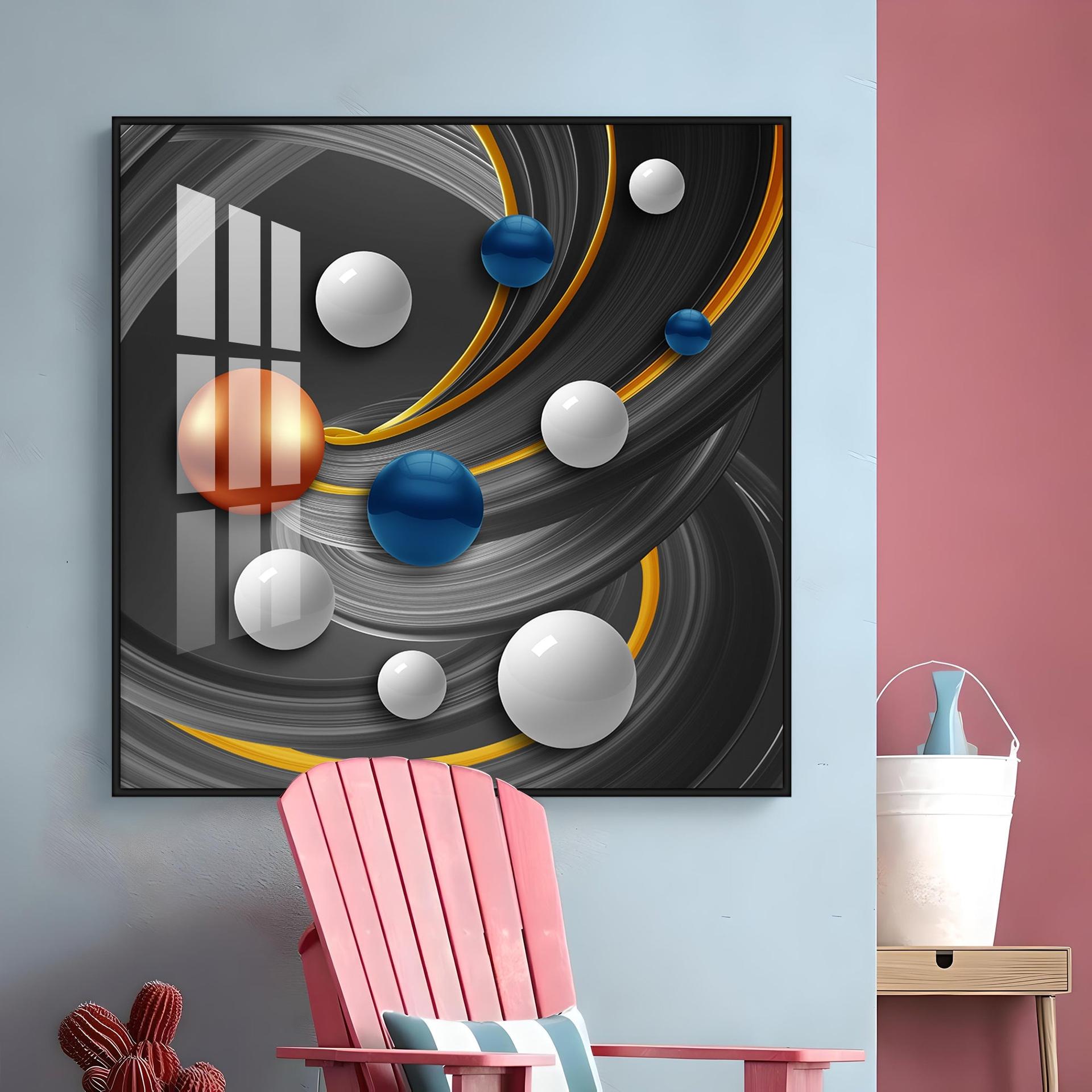 Colorful Circles Premium Acrylic Square Wall Art - Image 12