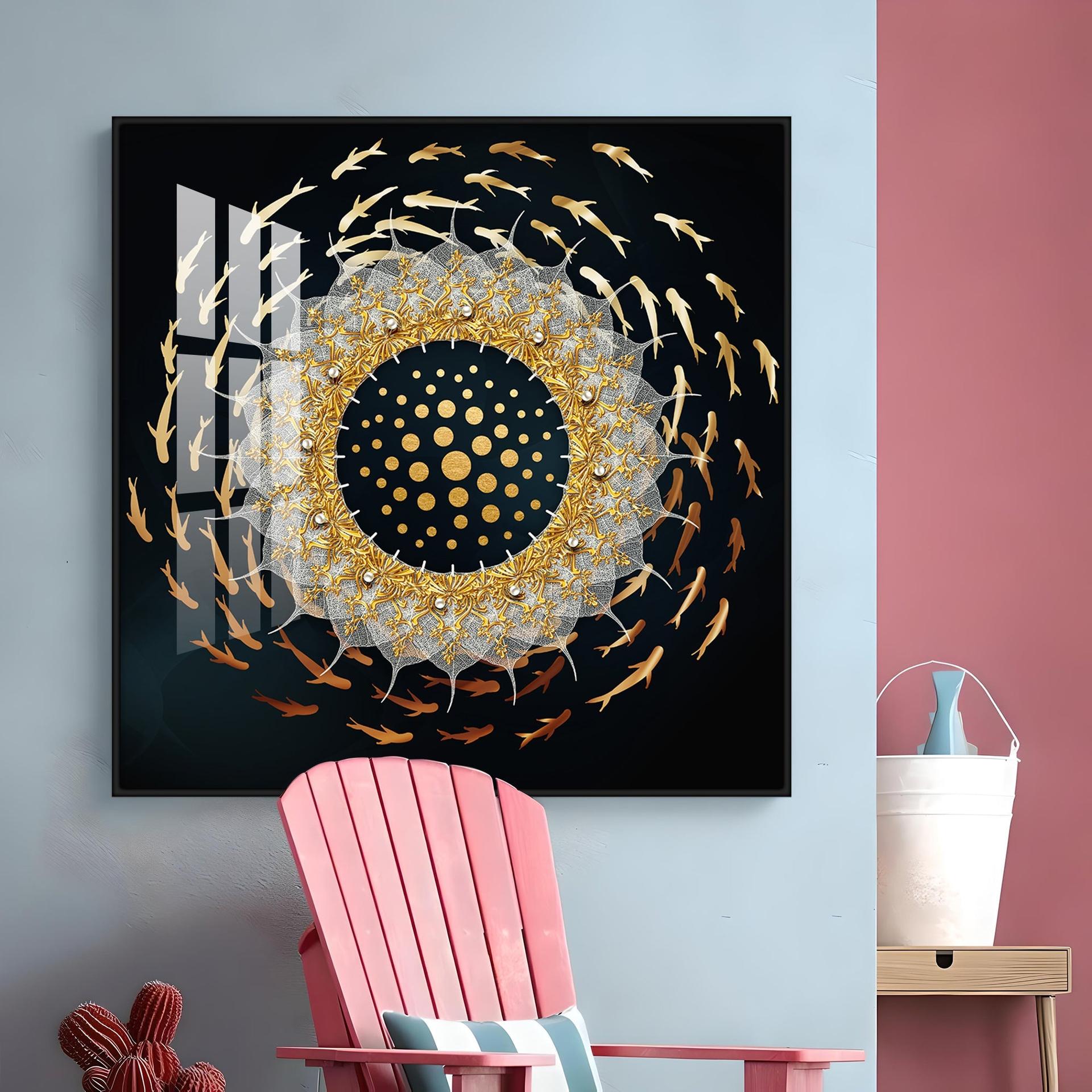 Swirling Fishes Premium Acrylic Square Wall Art - Image 13