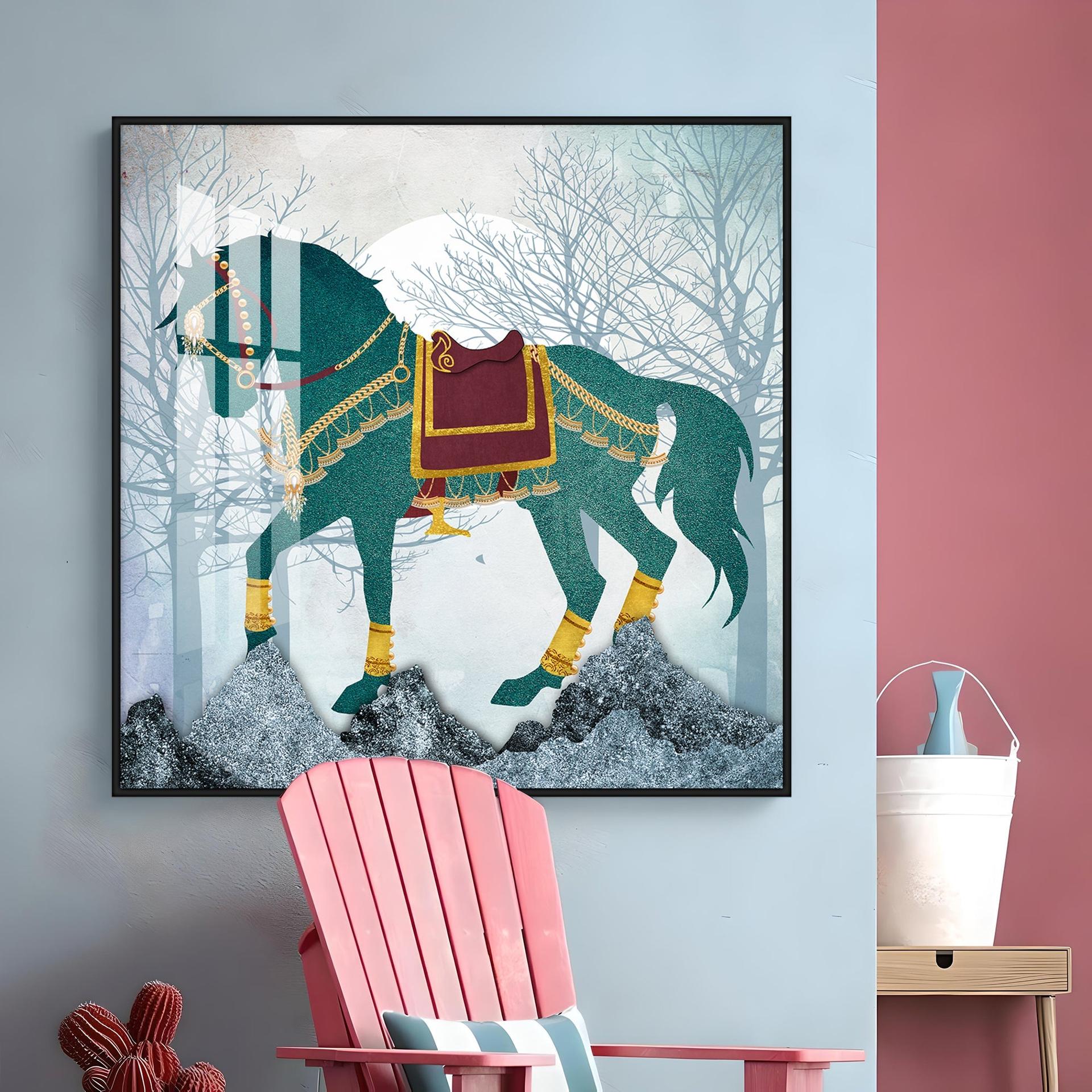 European Abstract Three-Dimensional Horse Premium Acrylic Square Wall Art - Image 8