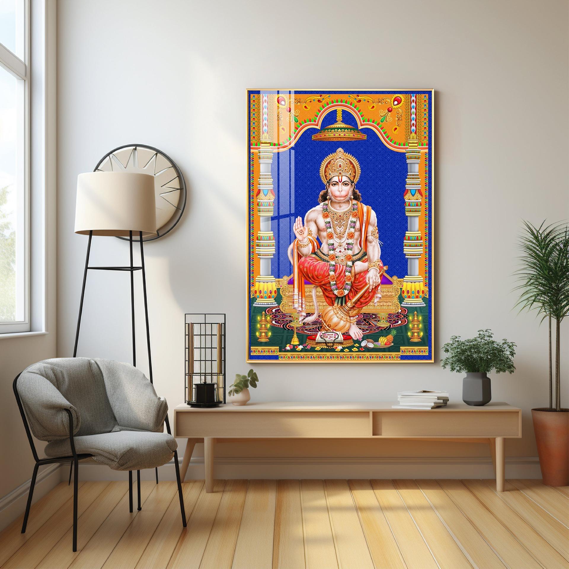 Divine Lord Hanuman Premium Acrylic Vertical Wall Art - Image 2
