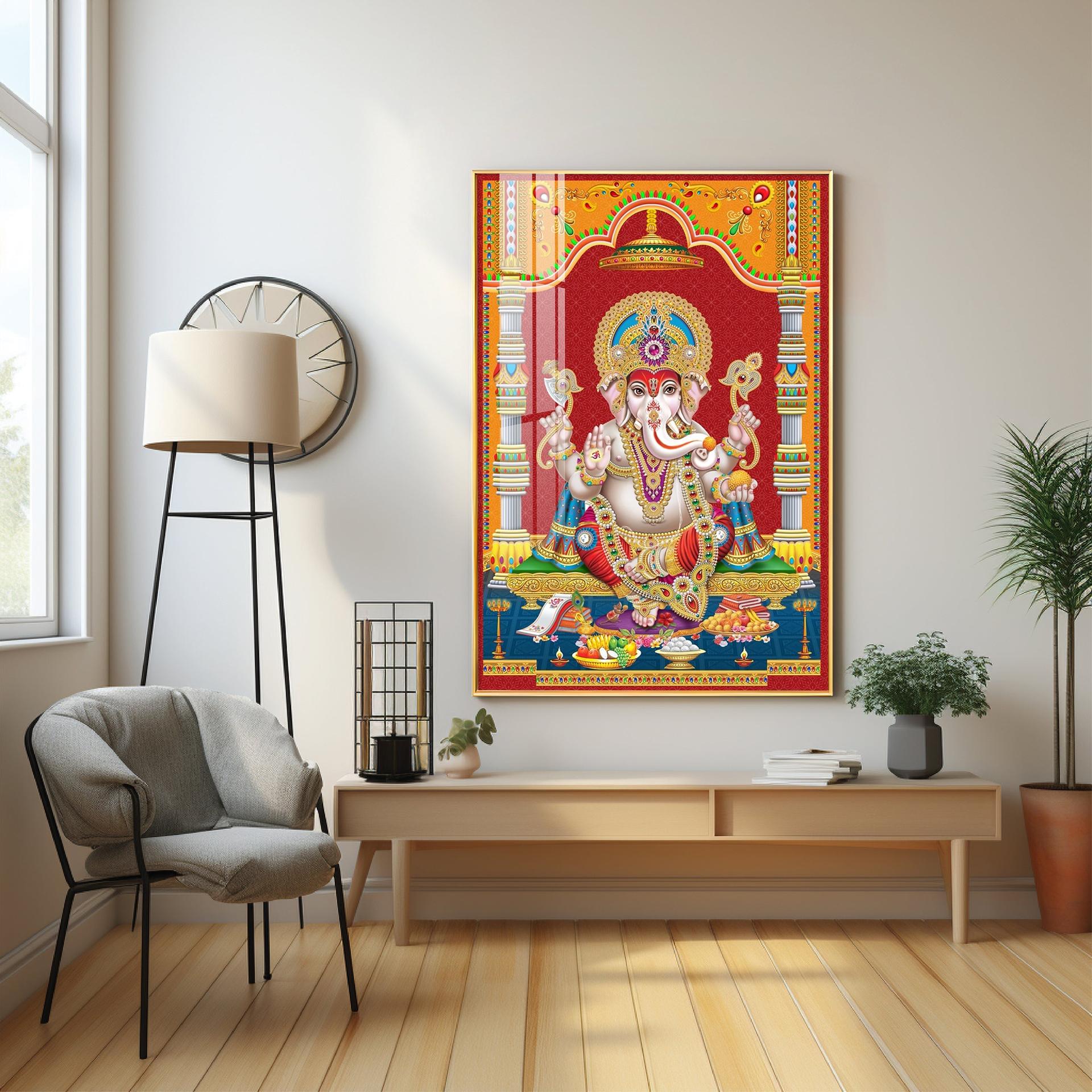 Divine Ganesha Premium Acrylic Vertical Wall Art - Image 2