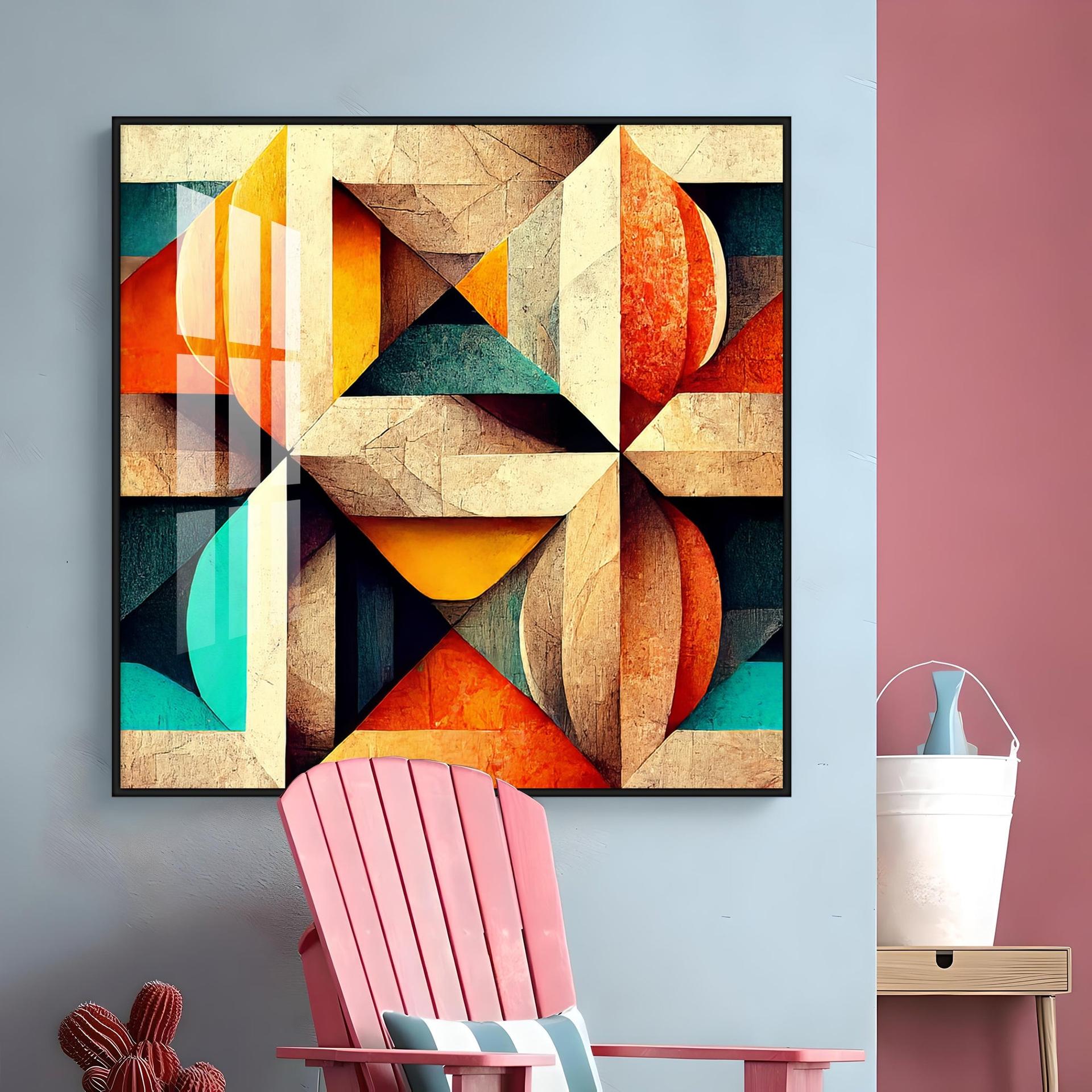 Seamless Pattern Shapes Premium Acrylic Square Wall Art - Image 10