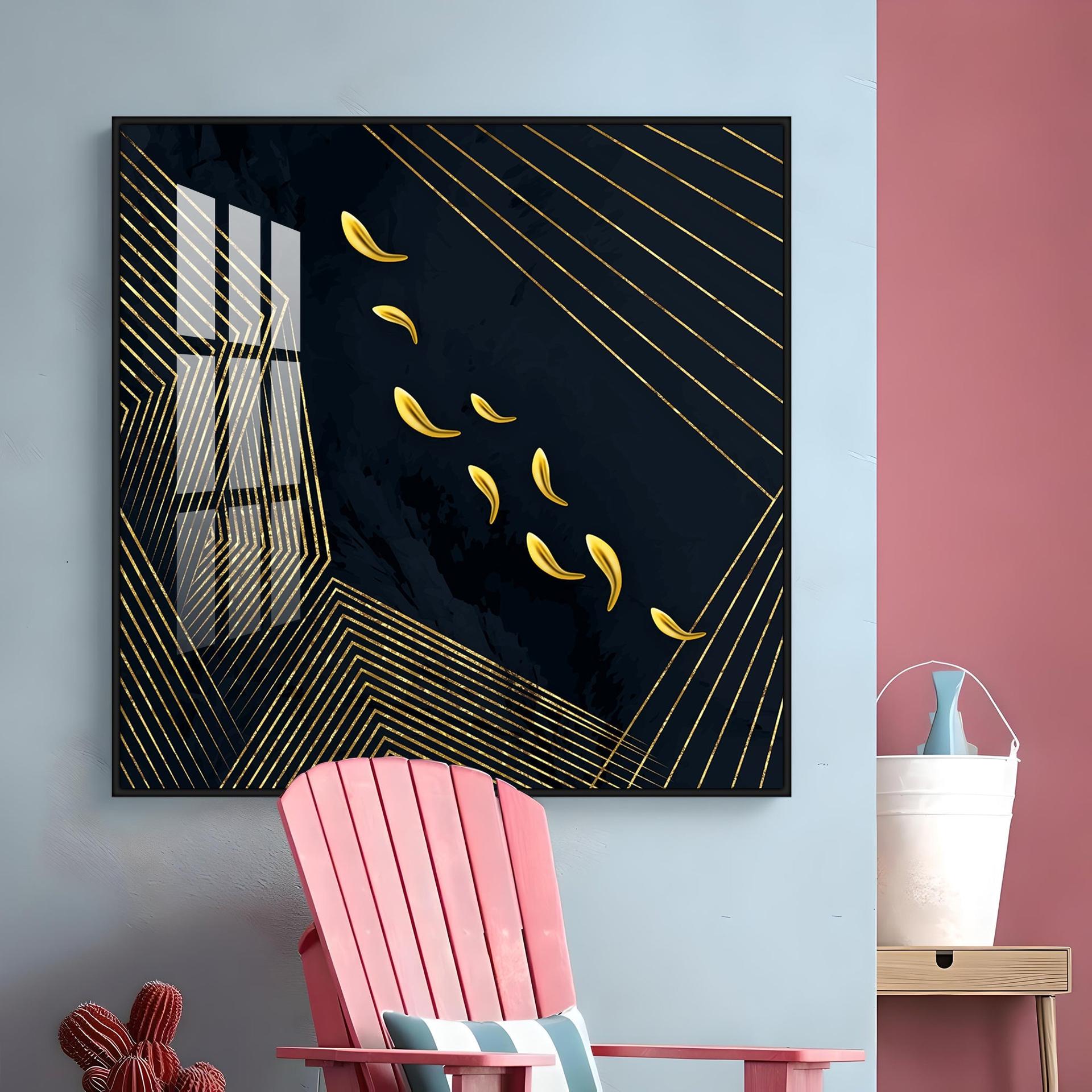 Gold Foil Goldfish Premium Acrylic Square Wall Art - Image 8