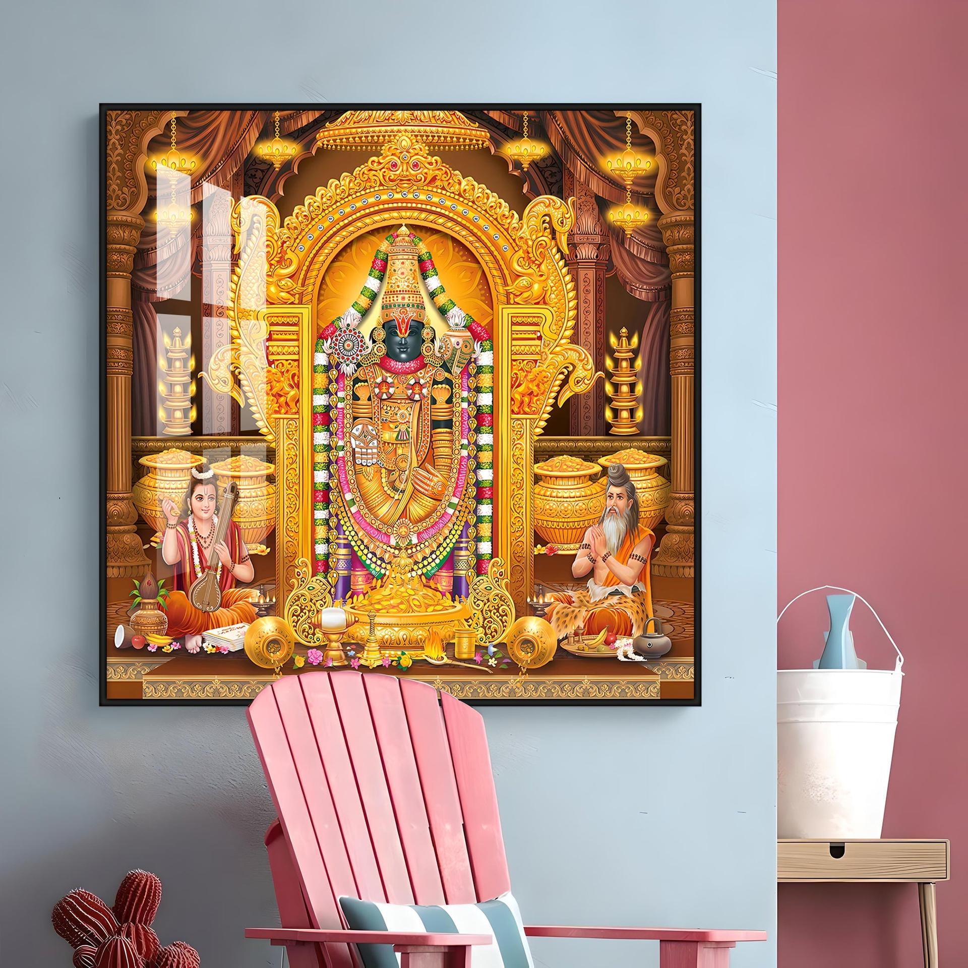 Venkateswara Maharaj Premium Acrylic Square Wall Art - Image 14