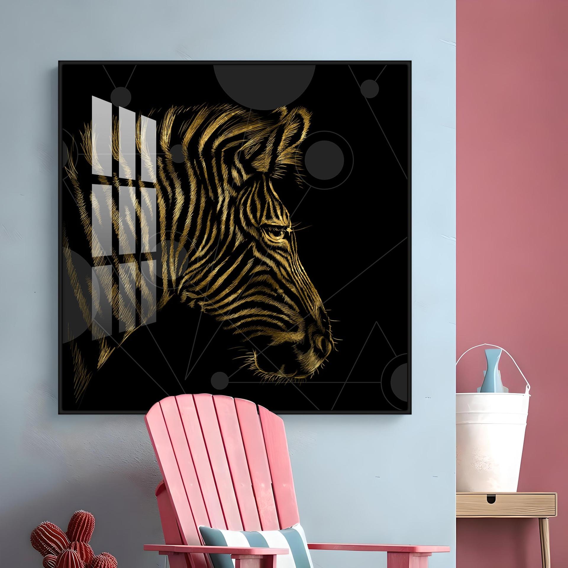 Modern Zebra Abstract Art Living Room Premium Acrylic Square Wall Art - Image 16