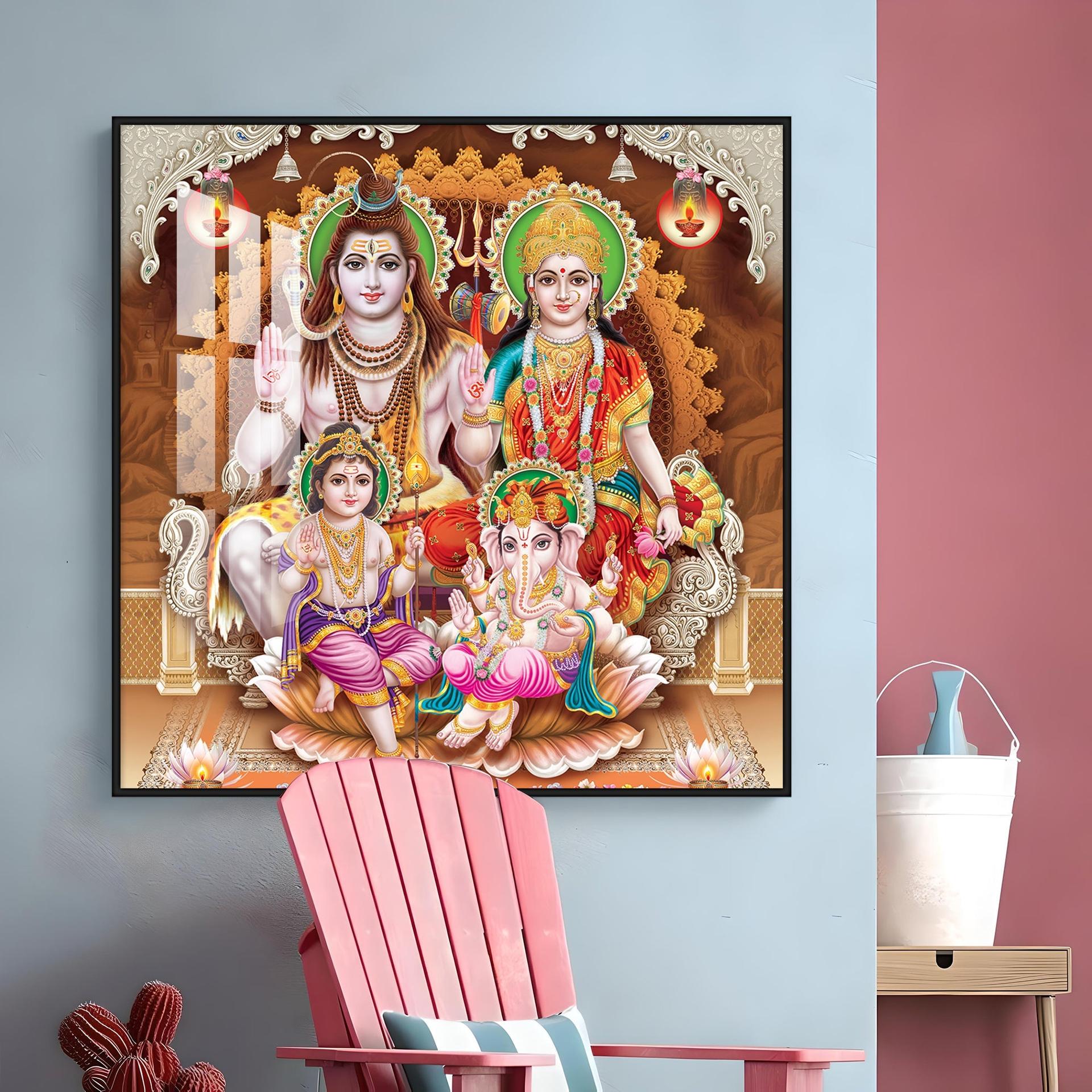 Shiv Parivar Premium Acrylic Square Wall Art - Image 14