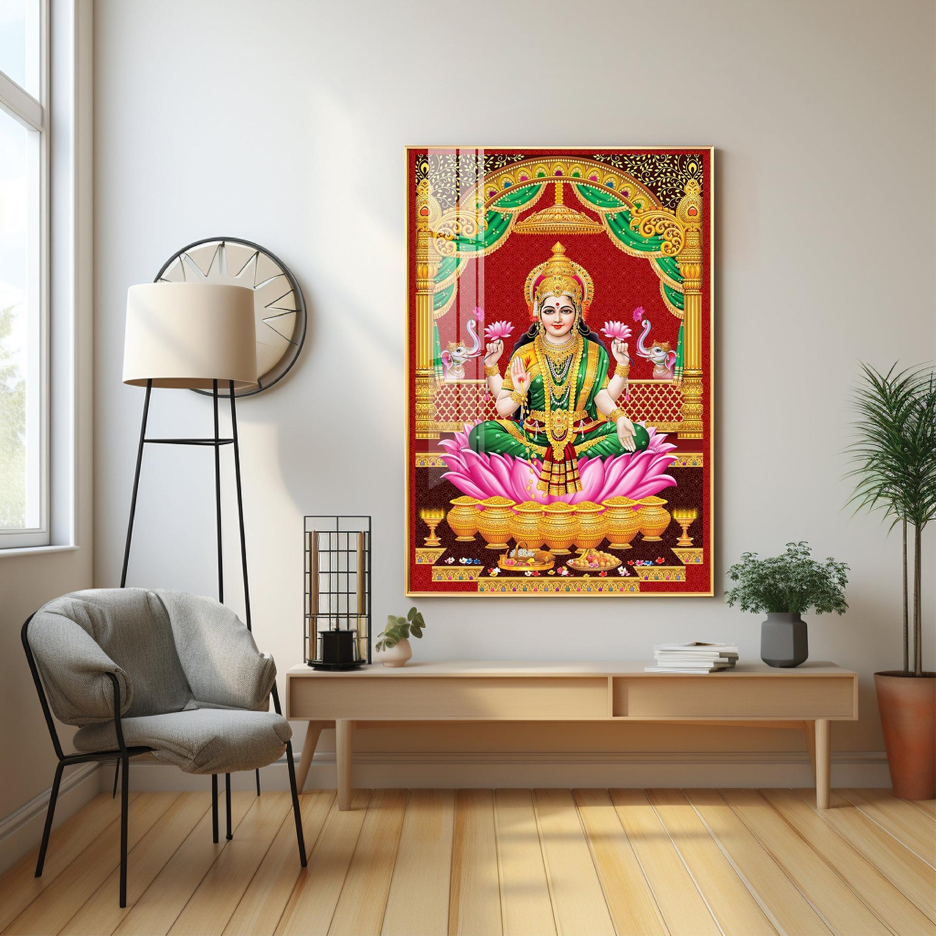 Lakshmi's Blessing Premium Acrylic Vertical Wall Art - Image 4
