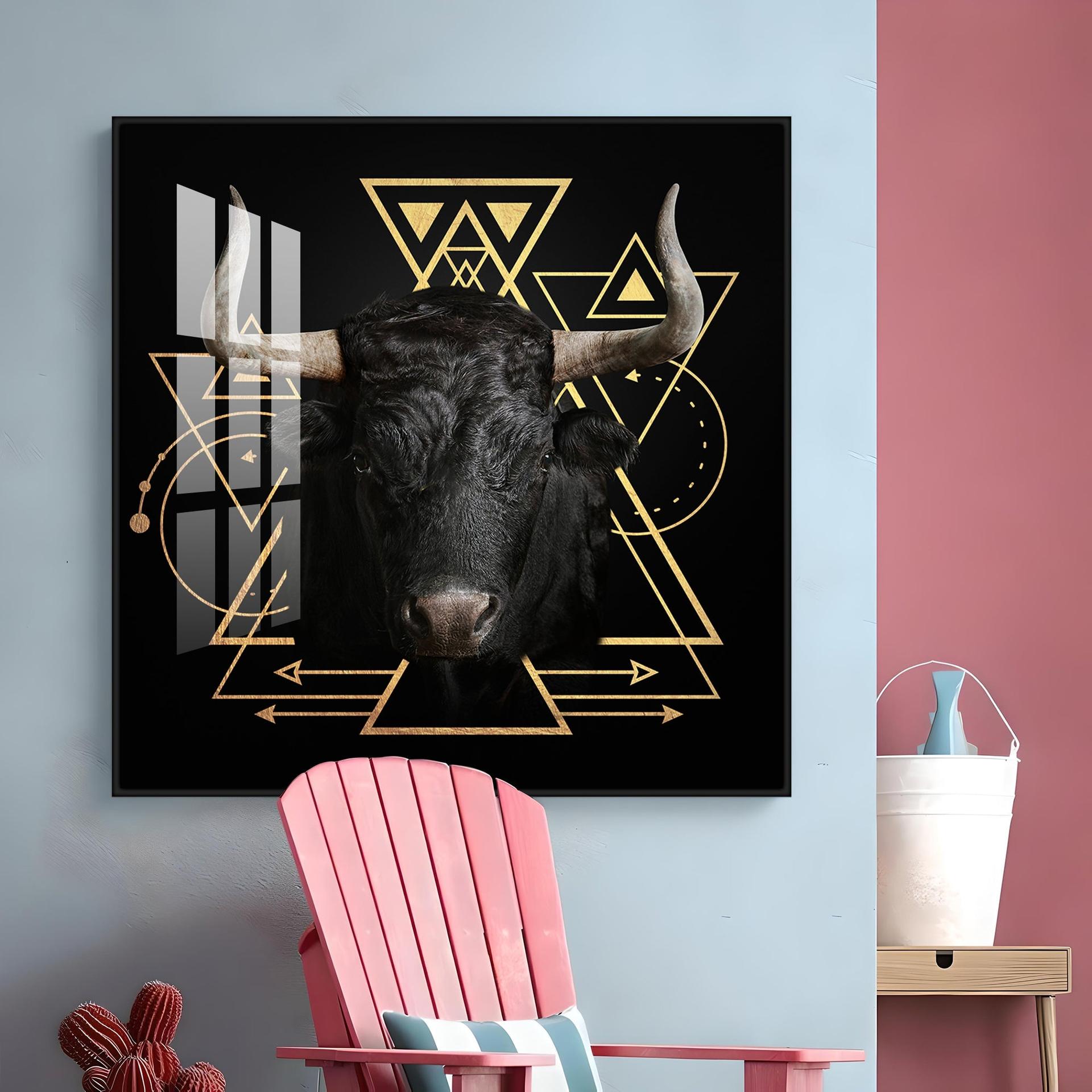 Gold Foil Geometric Figure Yak Premium Acrylic Square Wall Art - Image 8