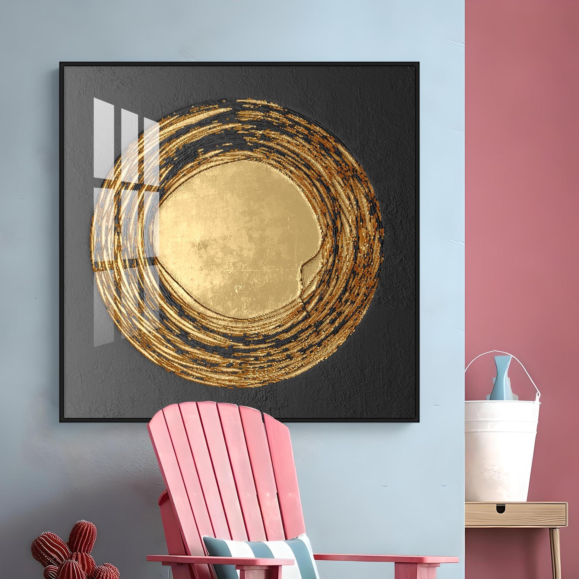 Retro Golden Circle Premium Acrylic Square Wall Art - Image 14