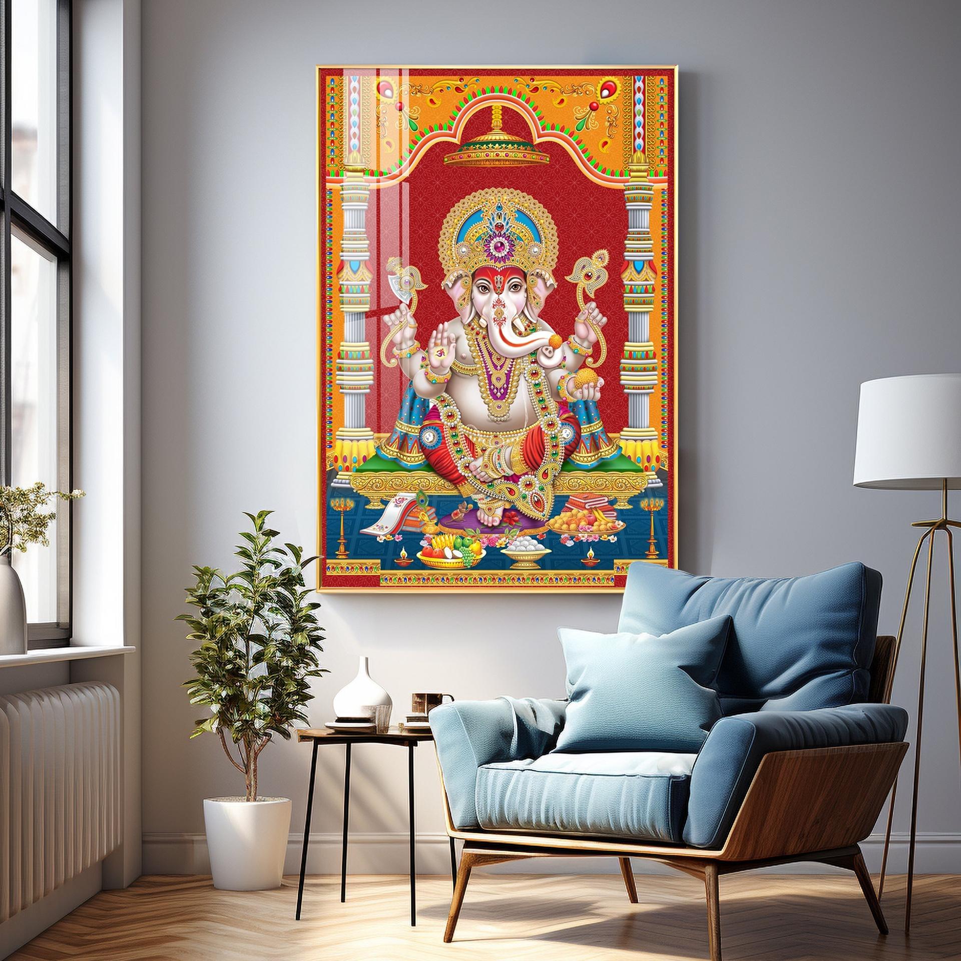 Divine Ganesha Premium Acrylic Vertical Wall Art - Image 10