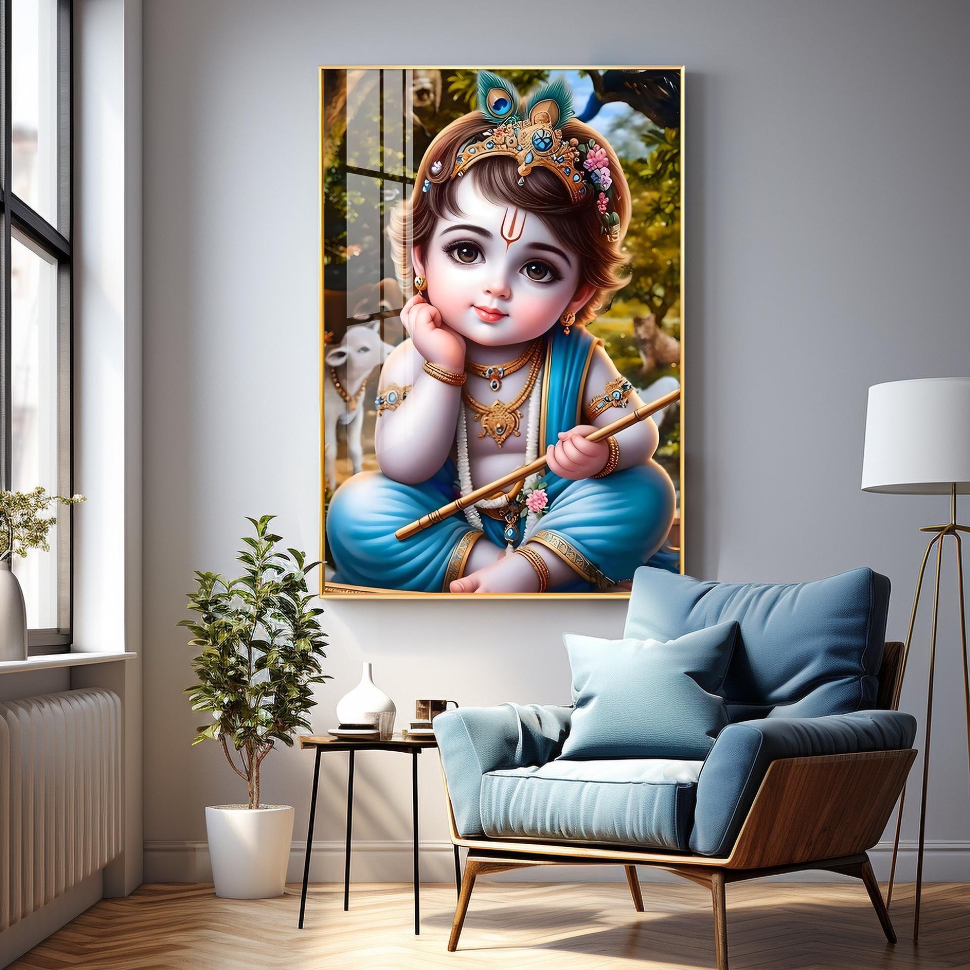 Little Krishna Reverberations Premium Vertical Acrylic Wall Art - Image 16
