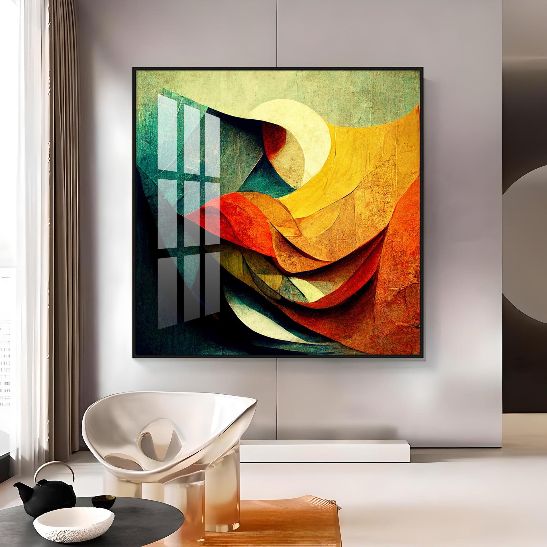 Abstract Contemporary Modern Watercolor Art Premium Acrylic Square Wall Art - Image 11