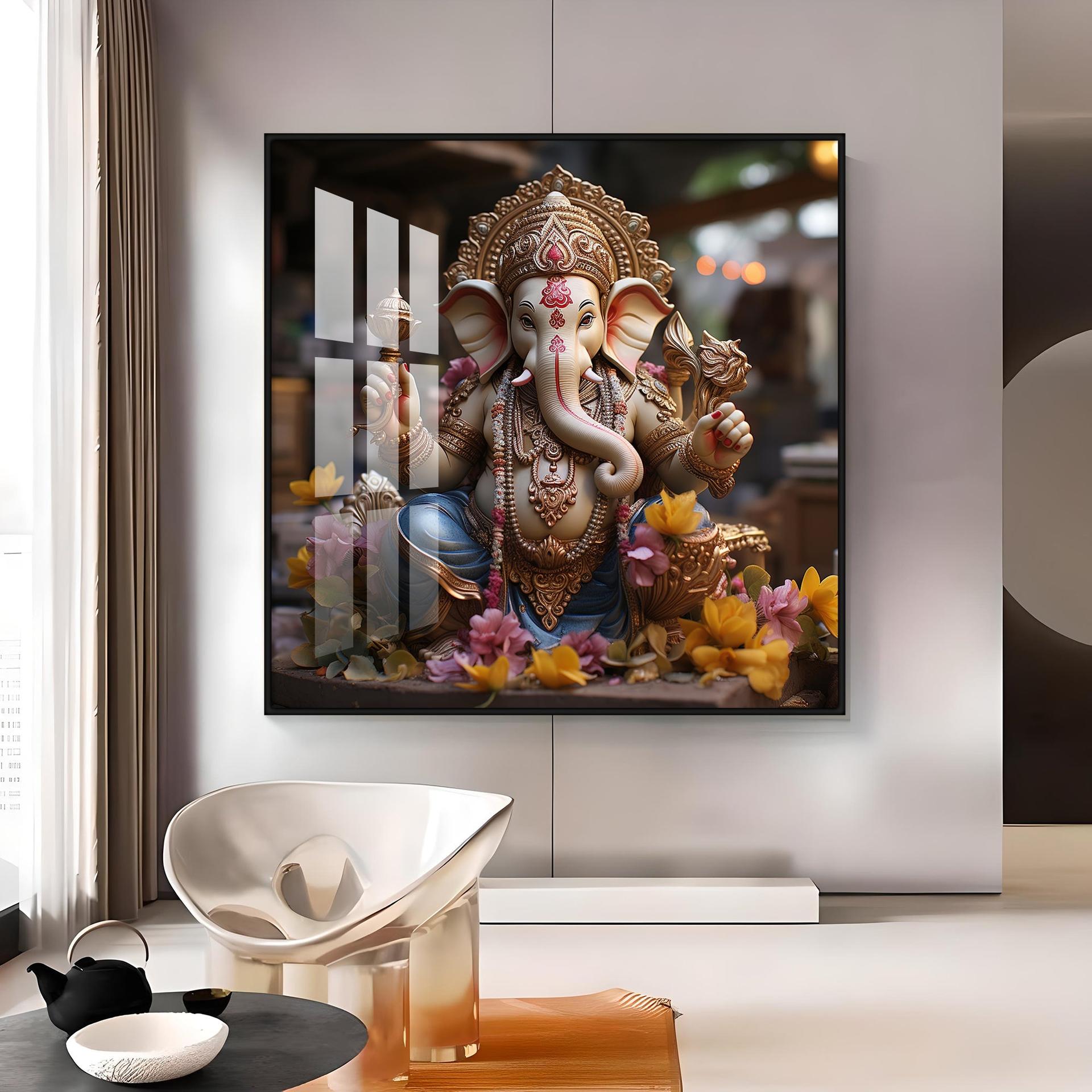 Karya Siddh Ganesh Premium Acrylic Square Wall Art - Image 9