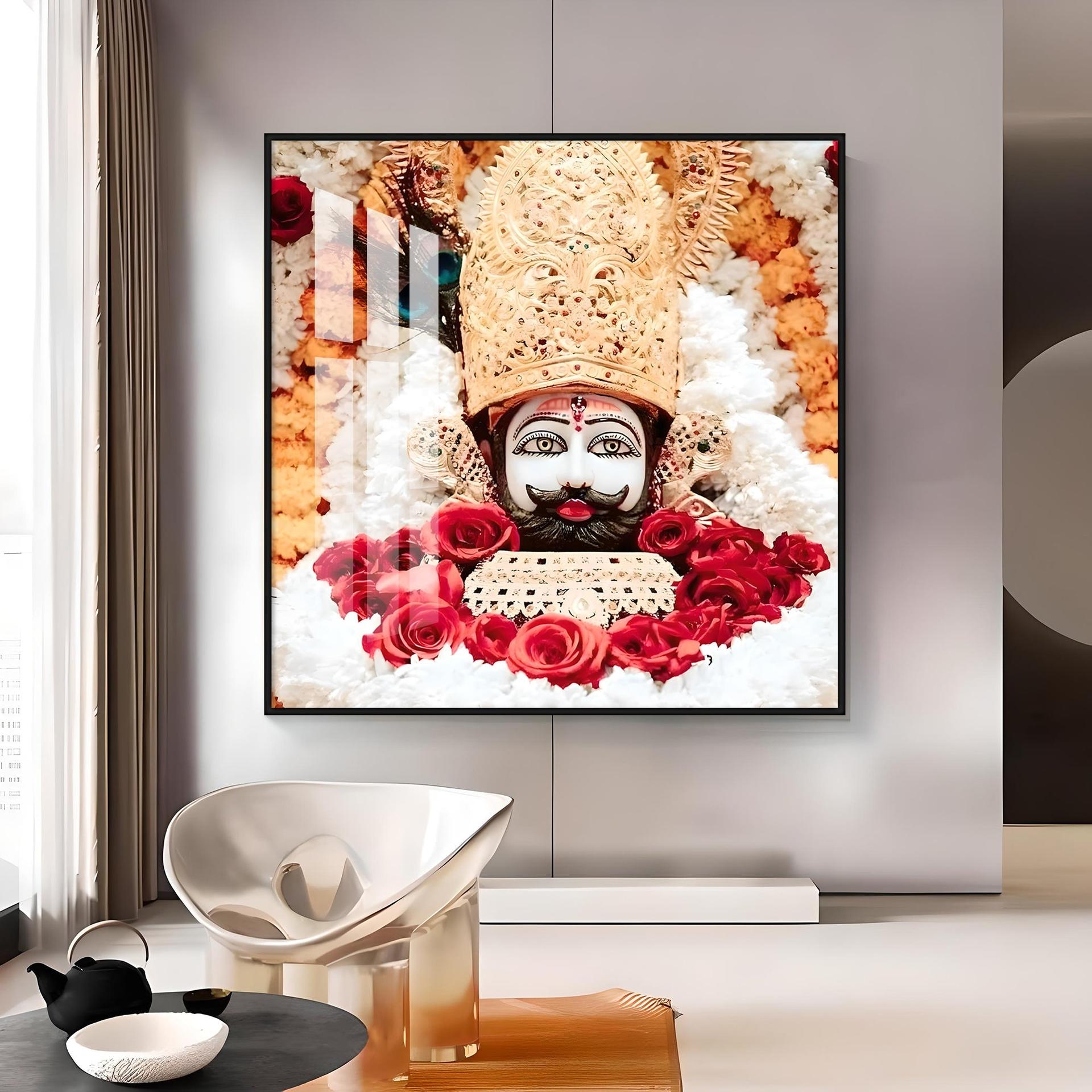 Lord Khatu Shyam Premium Acrylic Square Wall Art - Image 13