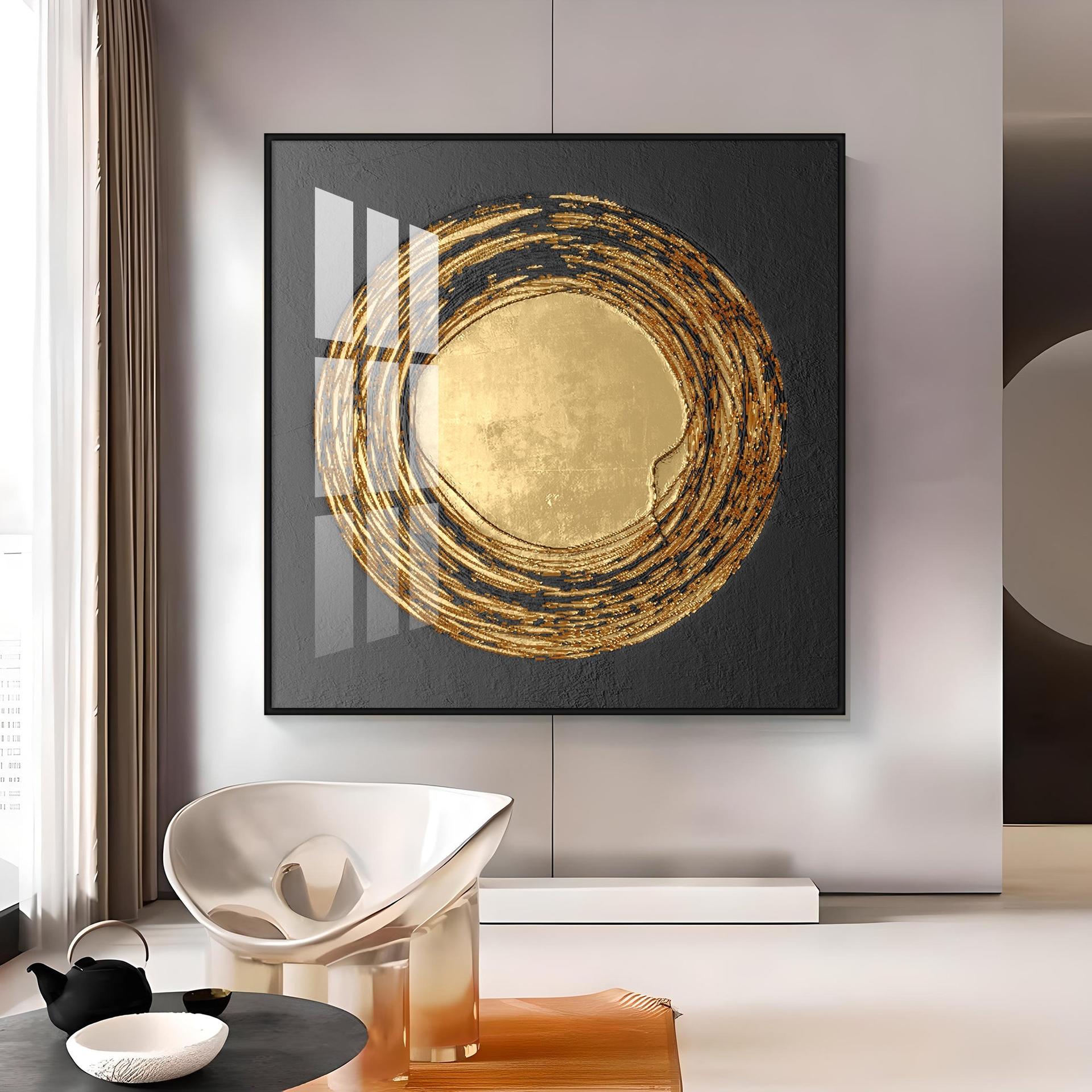 Retro Golden Circle Premium Acrylic Square Wall Art - Image 12