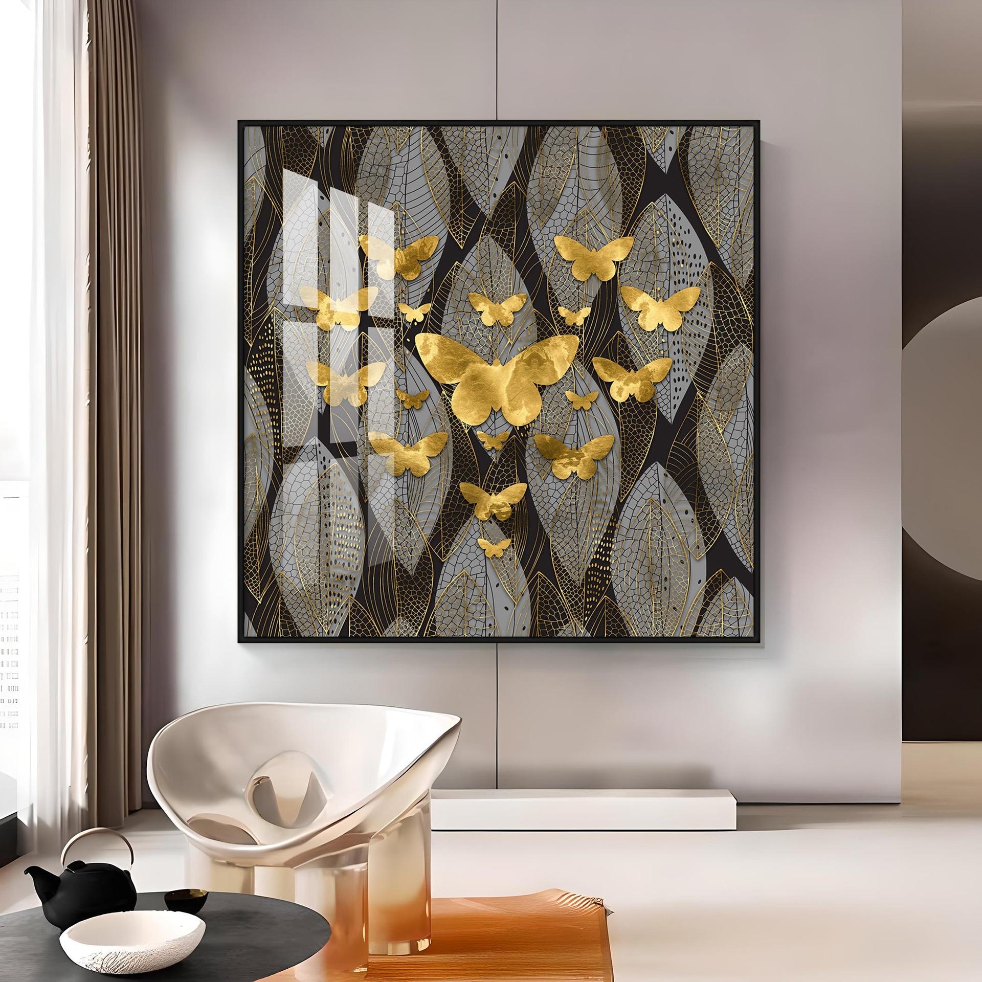Golden Butterfly Light Luxury Premium Acrylic Square Wall Art - Image 13