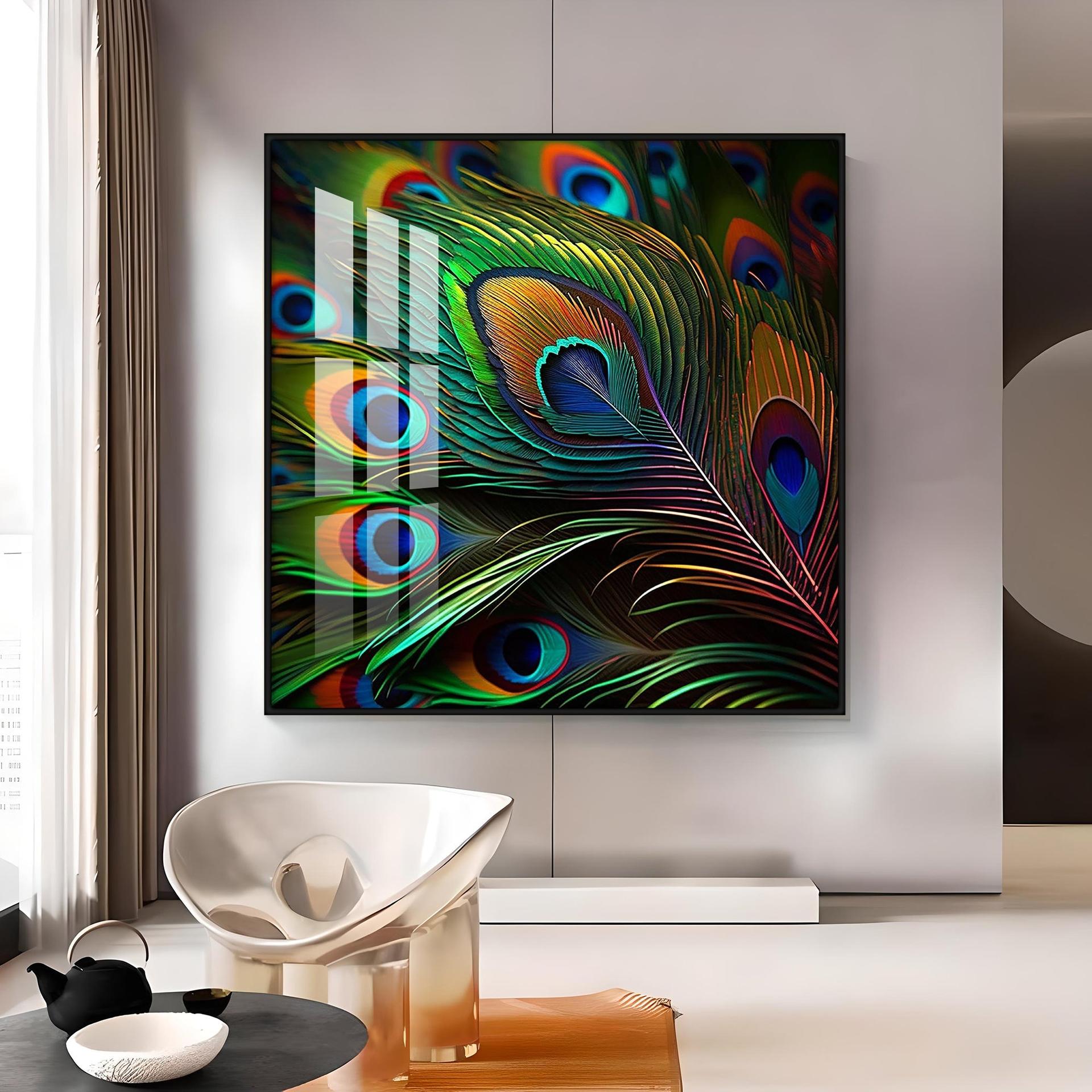 Peacock Feather Premium Acrylic Square Wall Art - Image 11
