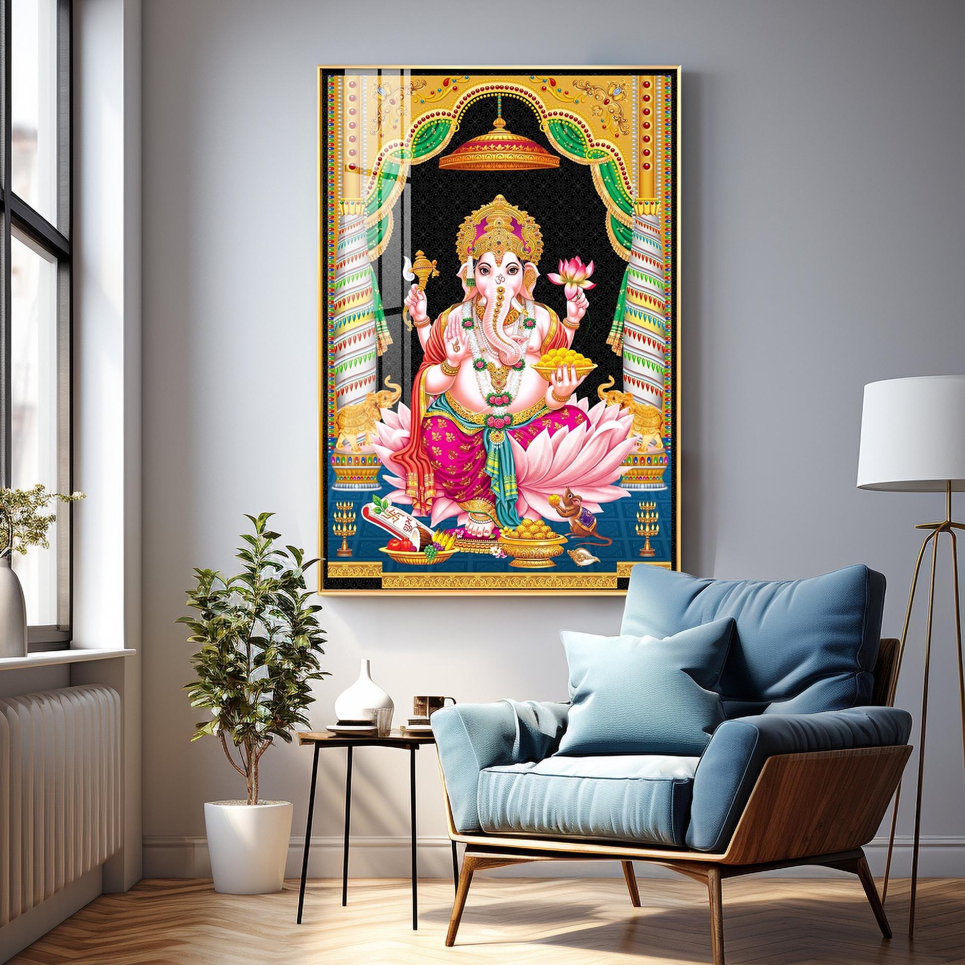 Divine Ganesh Serenity Premium Acrylic Vertical Wall Art - Image 3