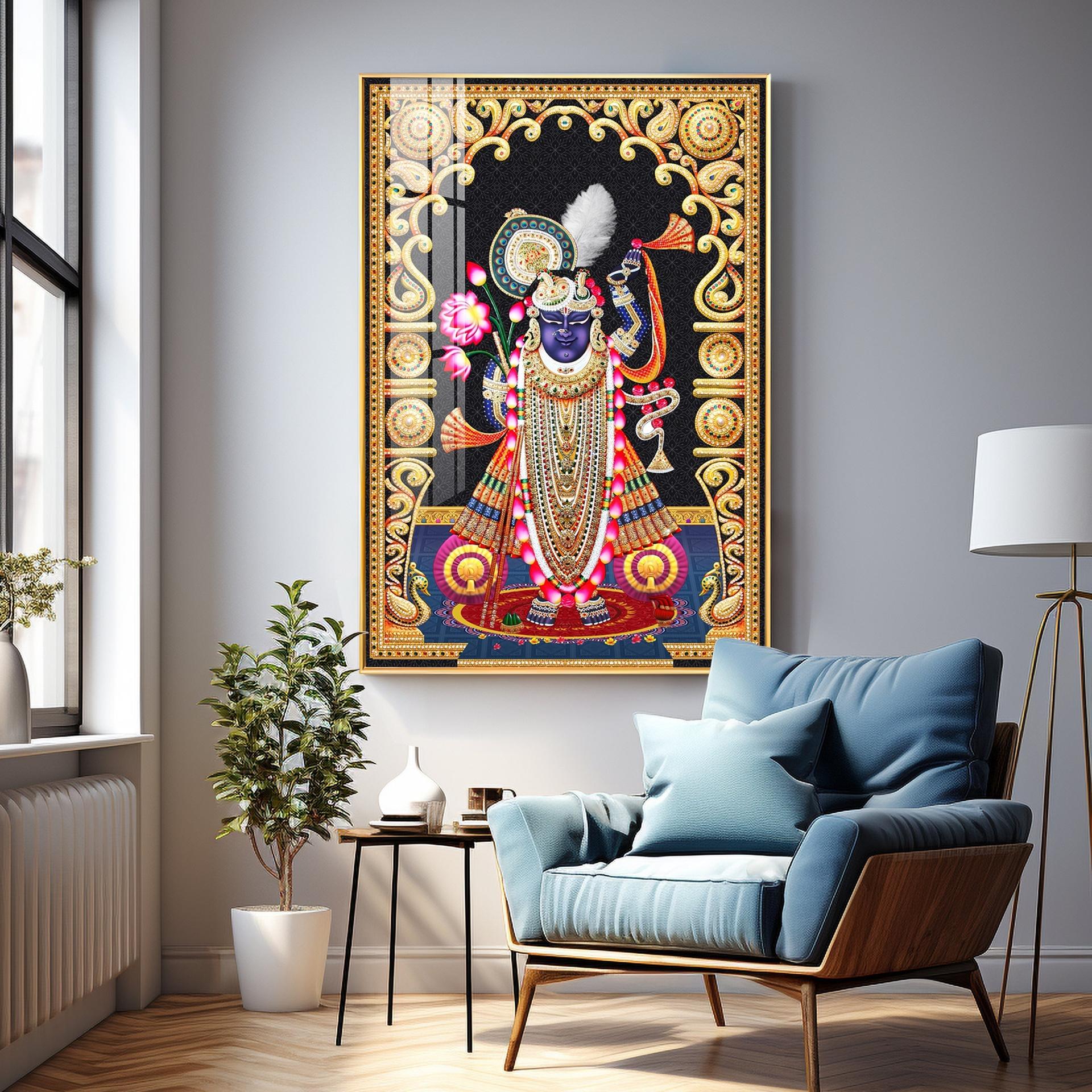 Celestial Krishna Premium Acrylic Vertical Wall Art - Image 13