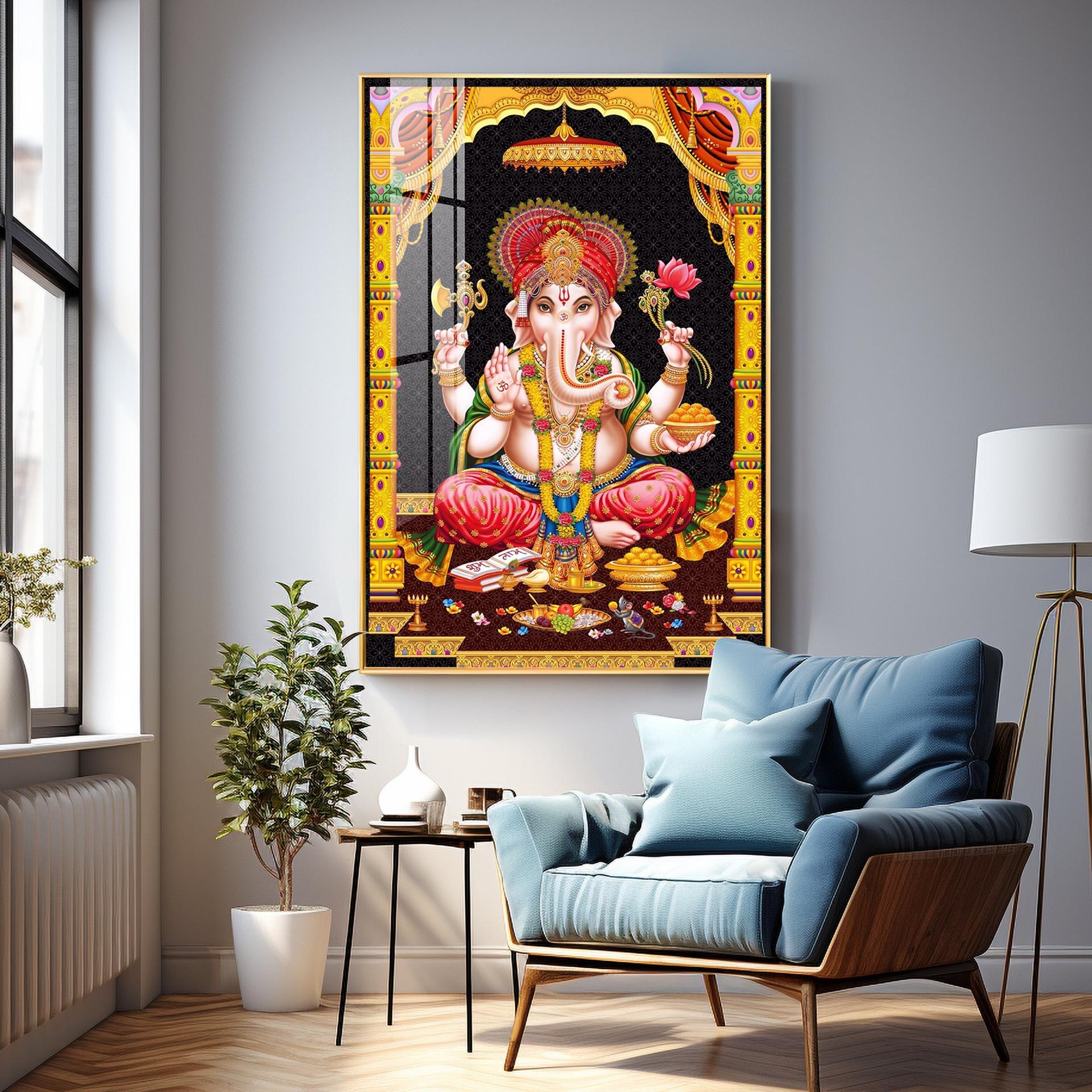 Sacred Ganesha Premium Acrylic Vertical Wall Art - Image 3