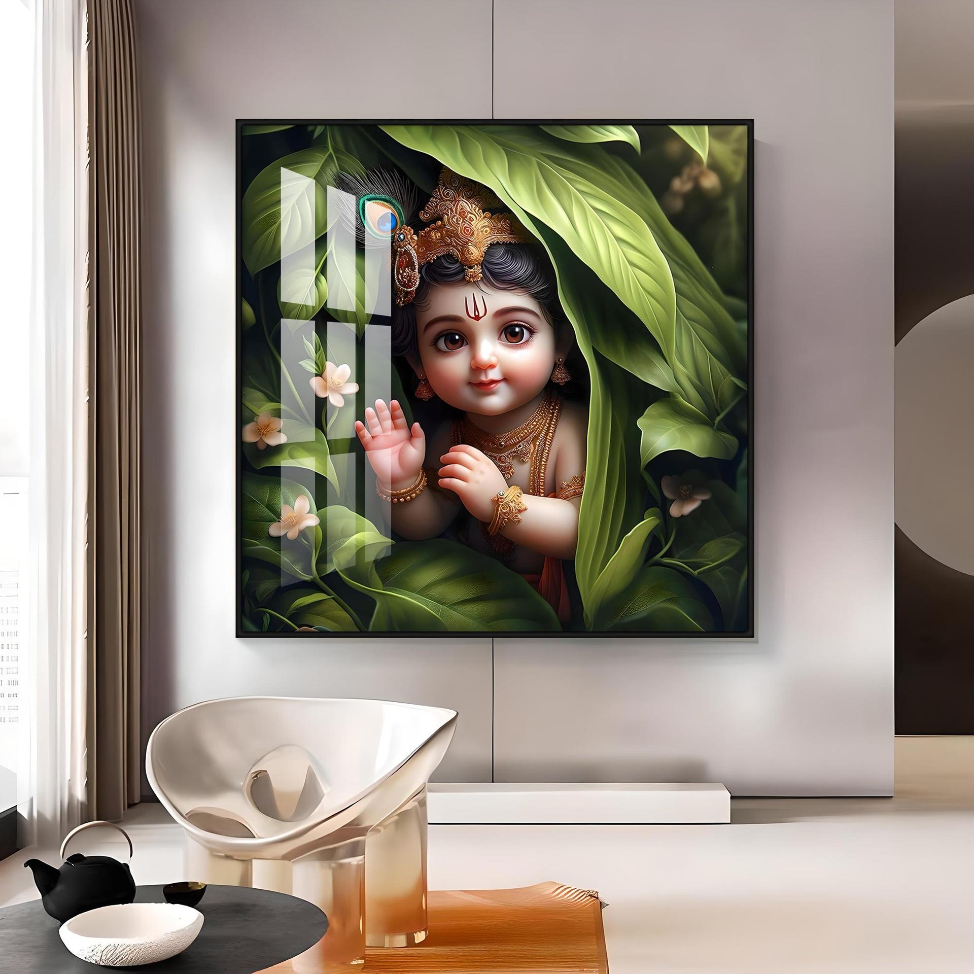 Ladoo Gopal Premium Acrylic Square Wall Art - Image 13