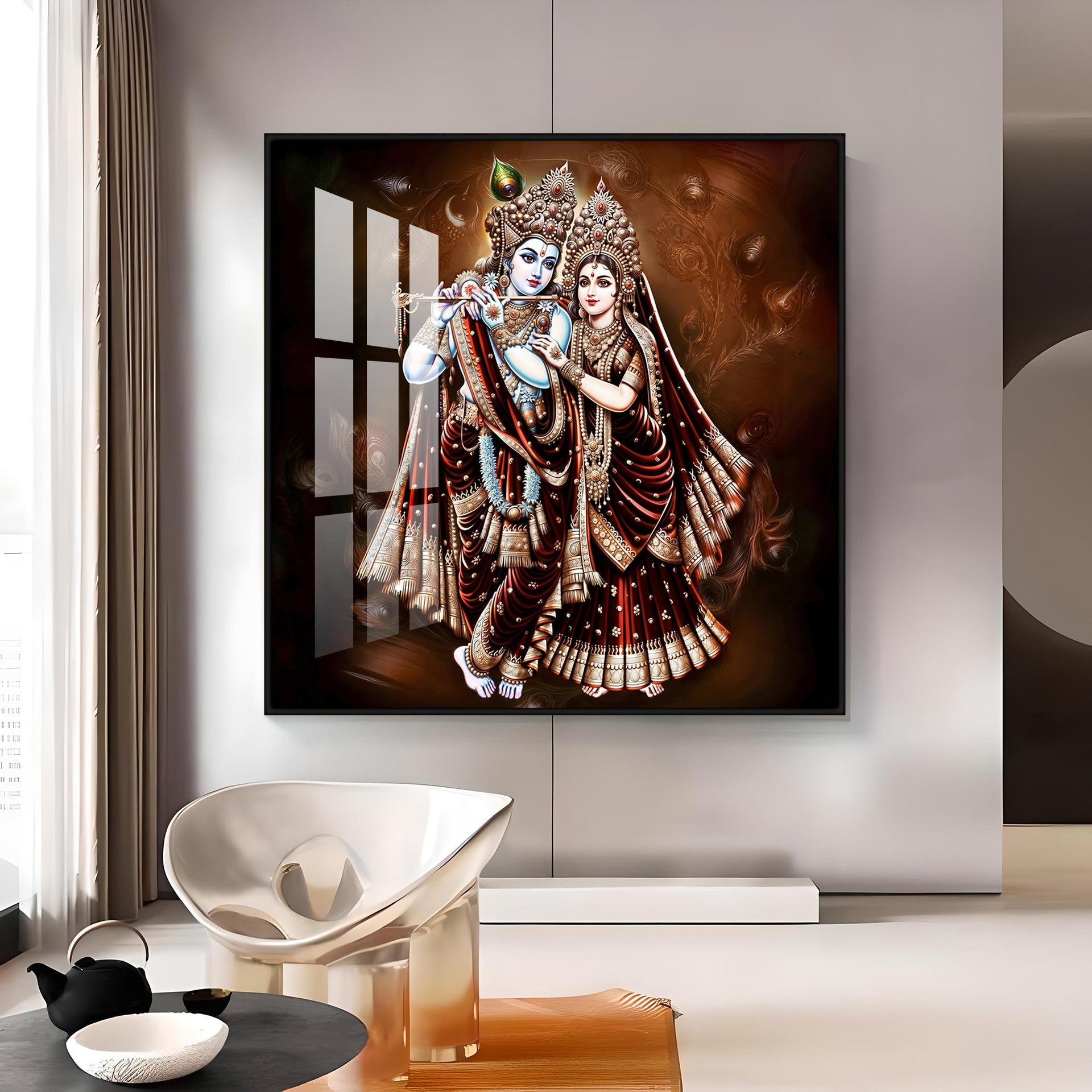 Beautiful Radha Krishna Premium Acrylic Square Wall Art - Image 13