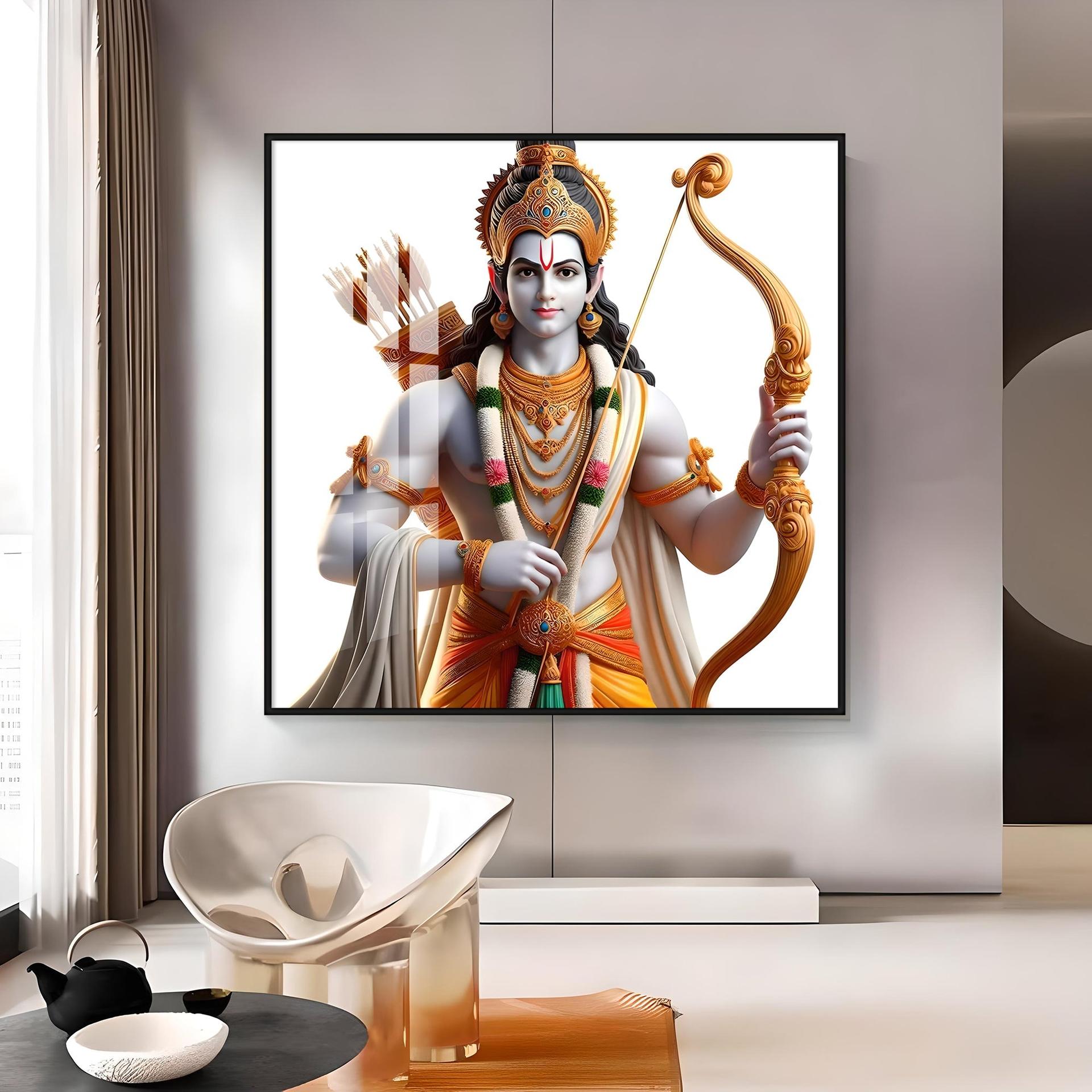 King Of Ayodhya Shree Ram Premium Acrylic Square Wall Art - Image 9