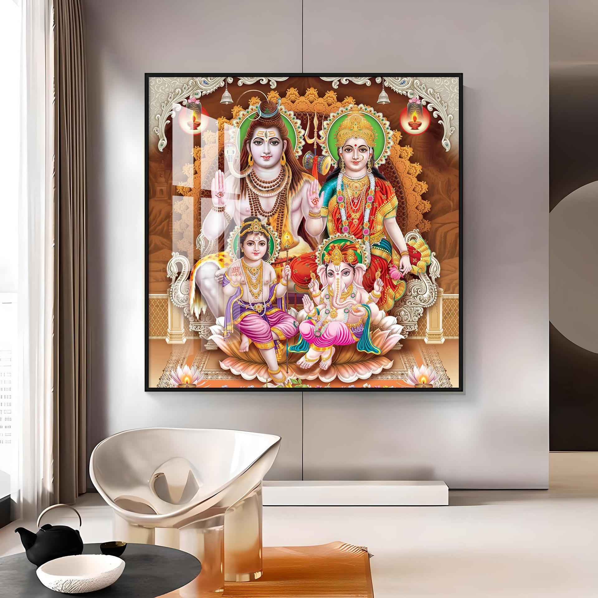 Shiv Parivar Premium Acrylic Square Wall Art - Image 12