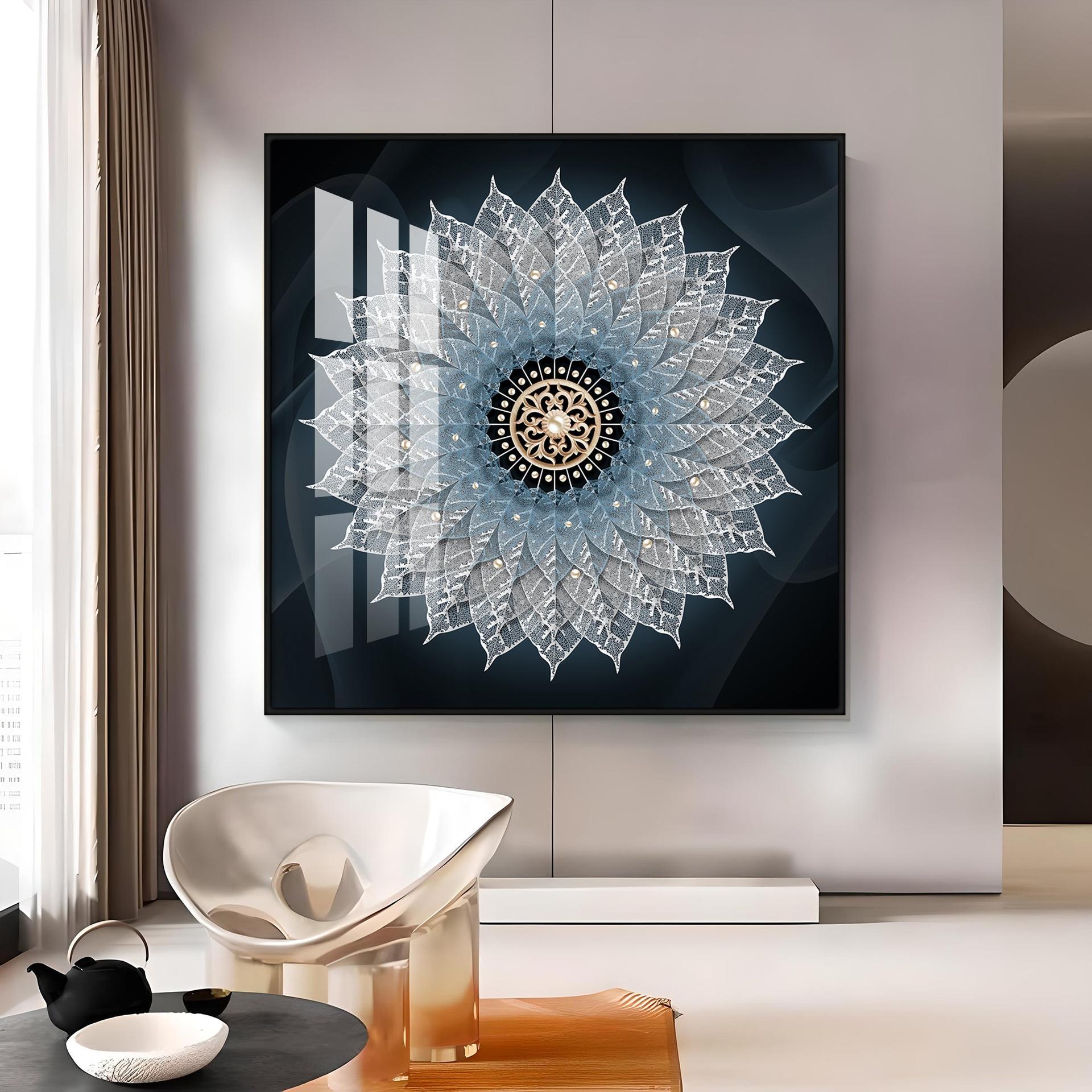 Crystal Flower Mandala Premium Acrylic Square Wall Art - Image 10