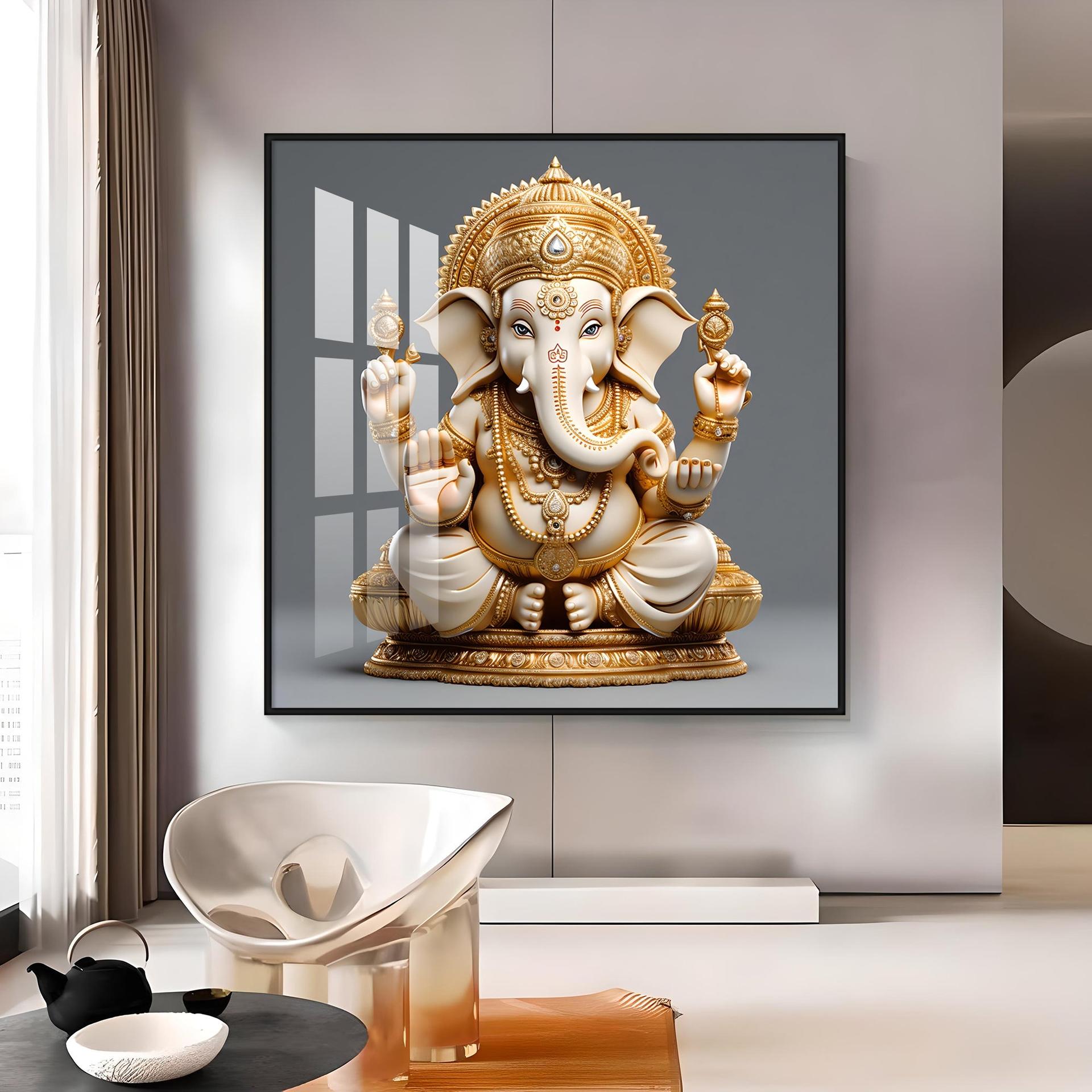 Cute Ganpati Premium Acrylic Square Wall Art - Image 10