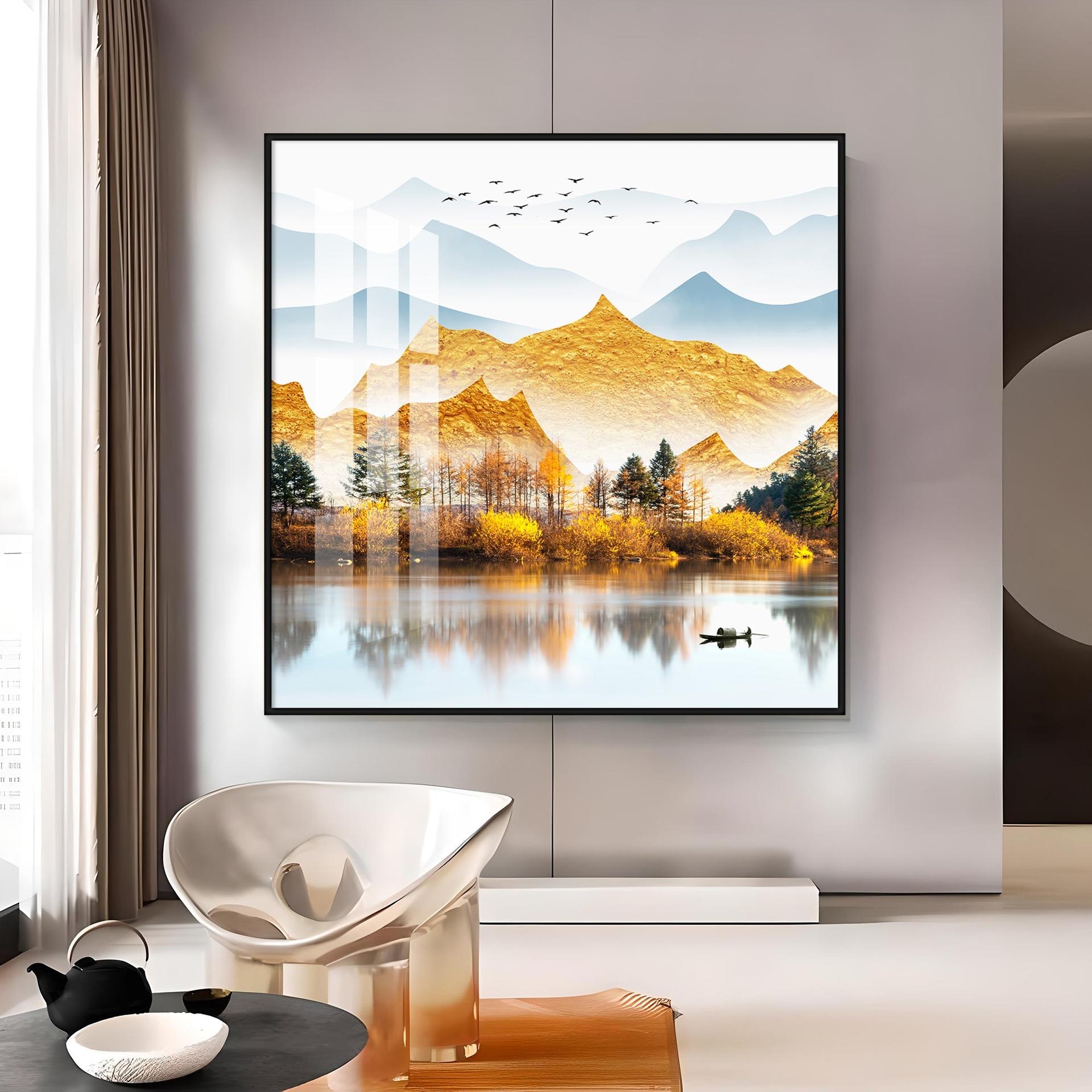 Sun Kissed Mountains Premium Acrylic Square Wall Art - Image 14