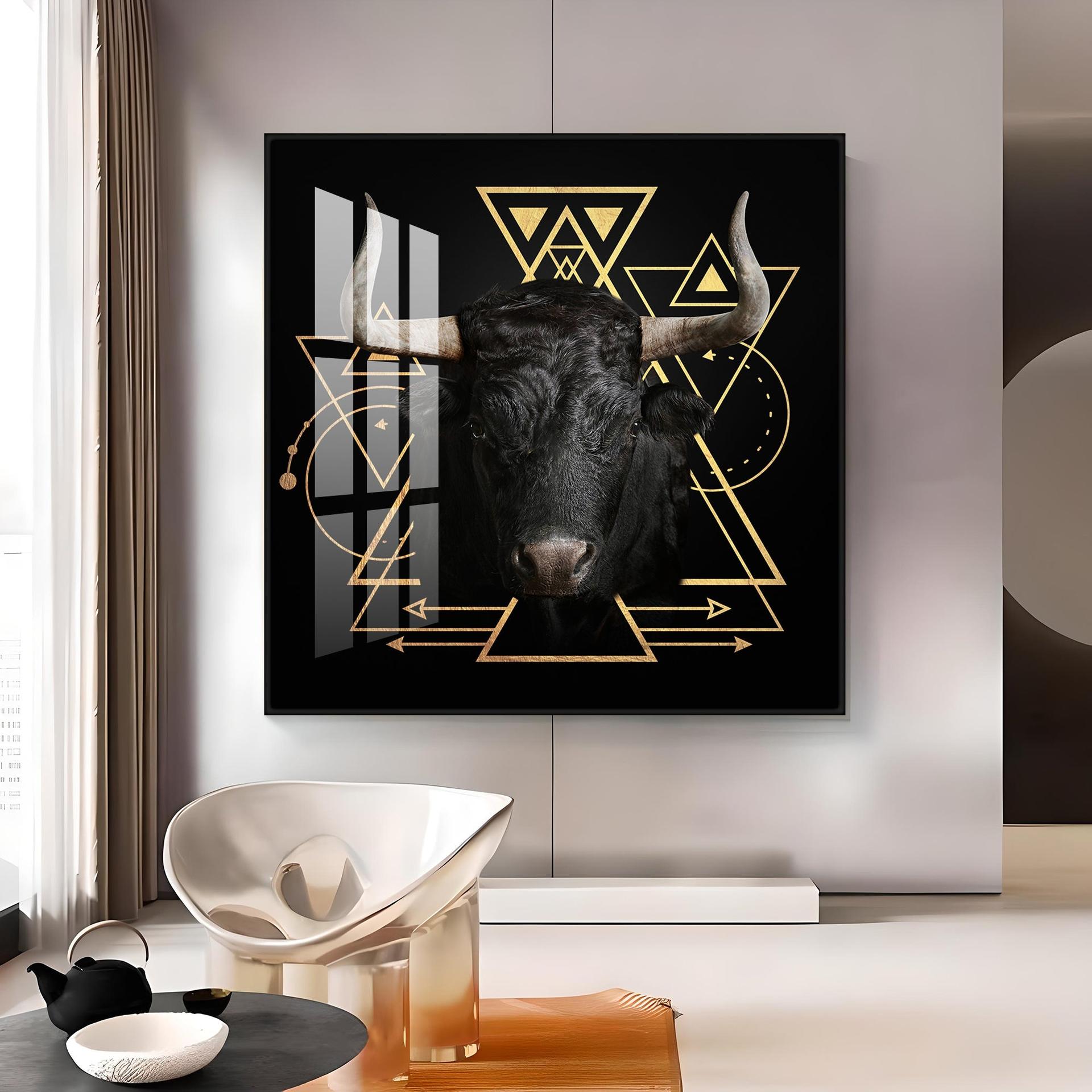 Gold Foil Geometric Figure Yak Premium Acrylic Square Wall Art - Image 14