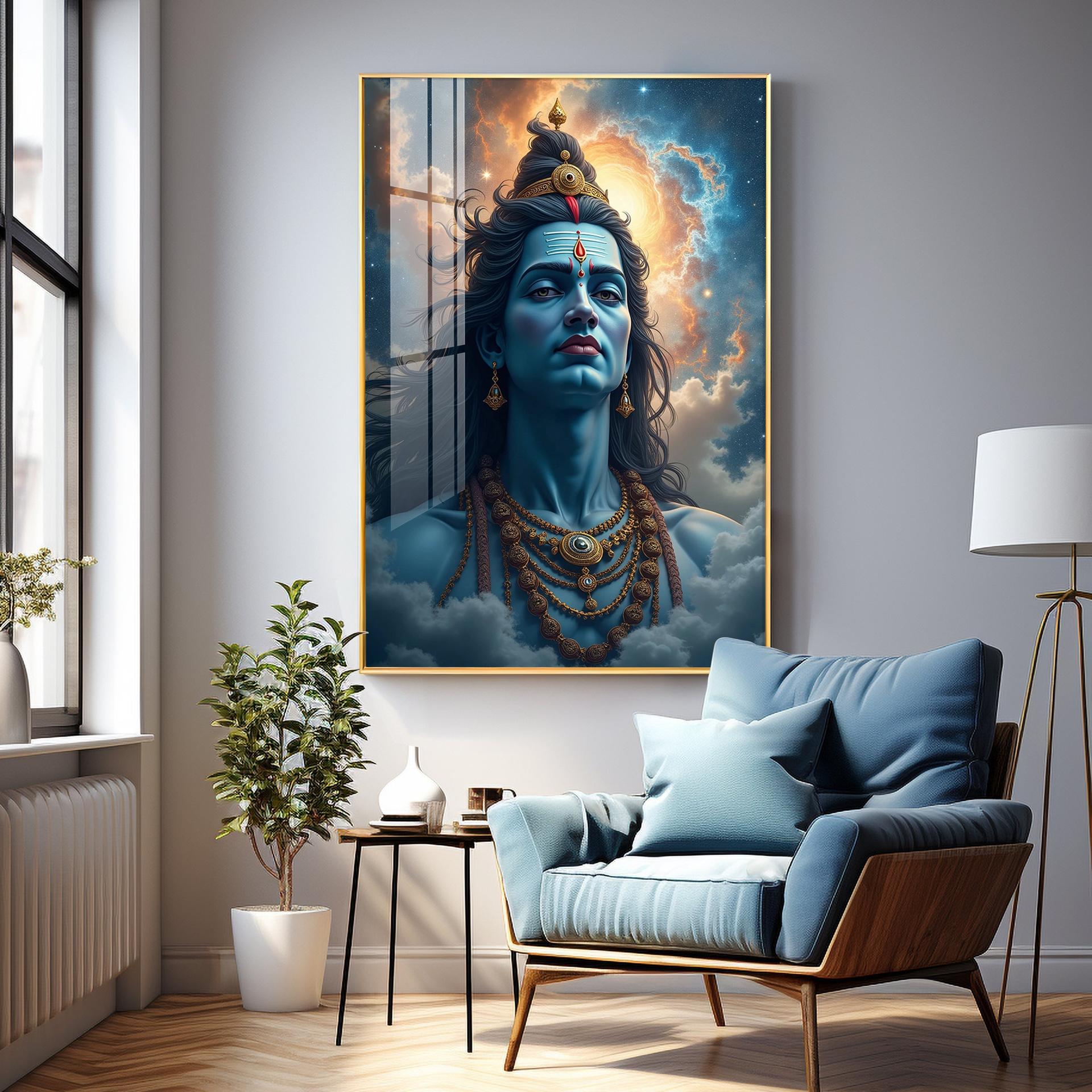 Lord Shiva In The Clouds Premium Acrylic Wall Art - Image 4