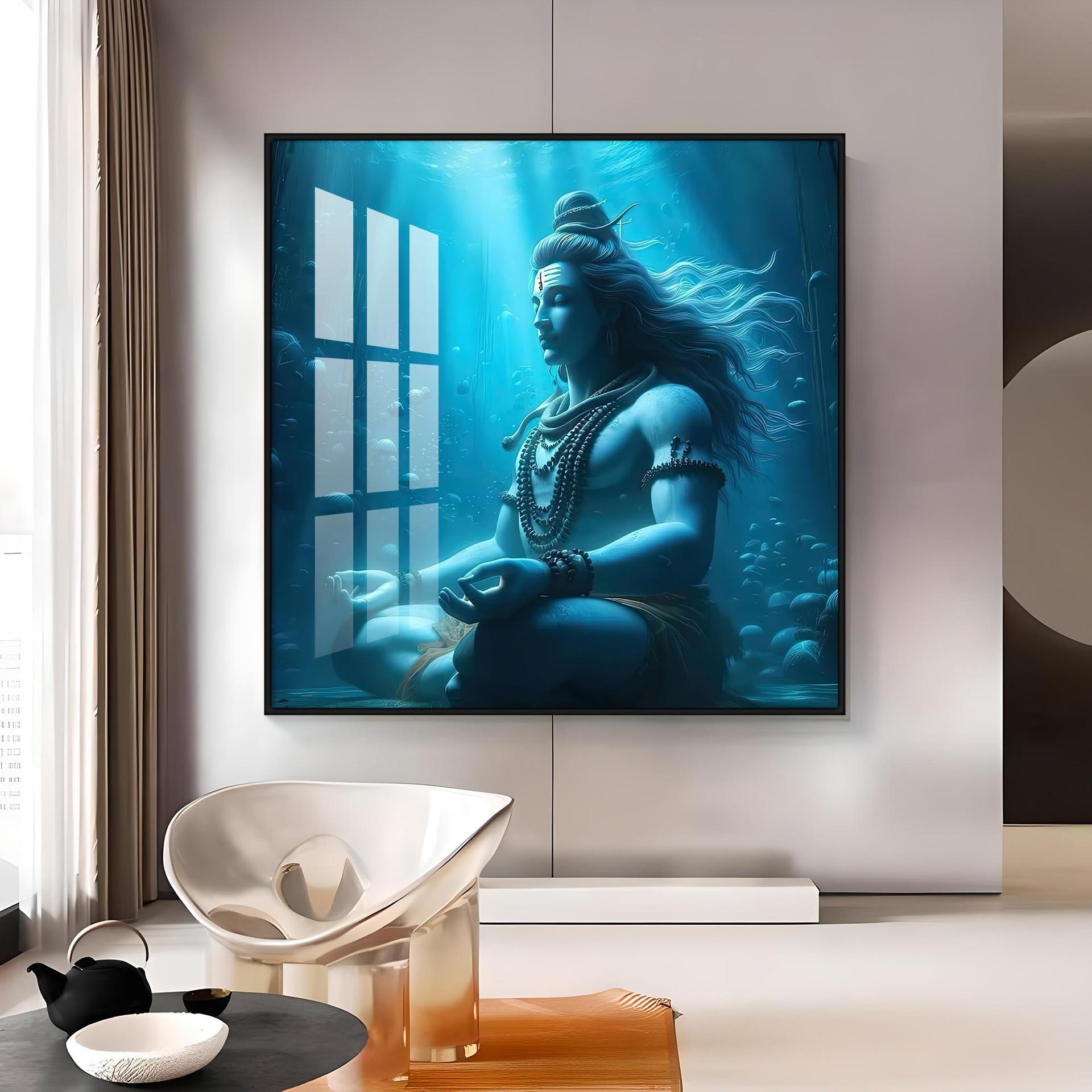 Meditating Shiva Premium Acrylic Square Wall Art - Image 12