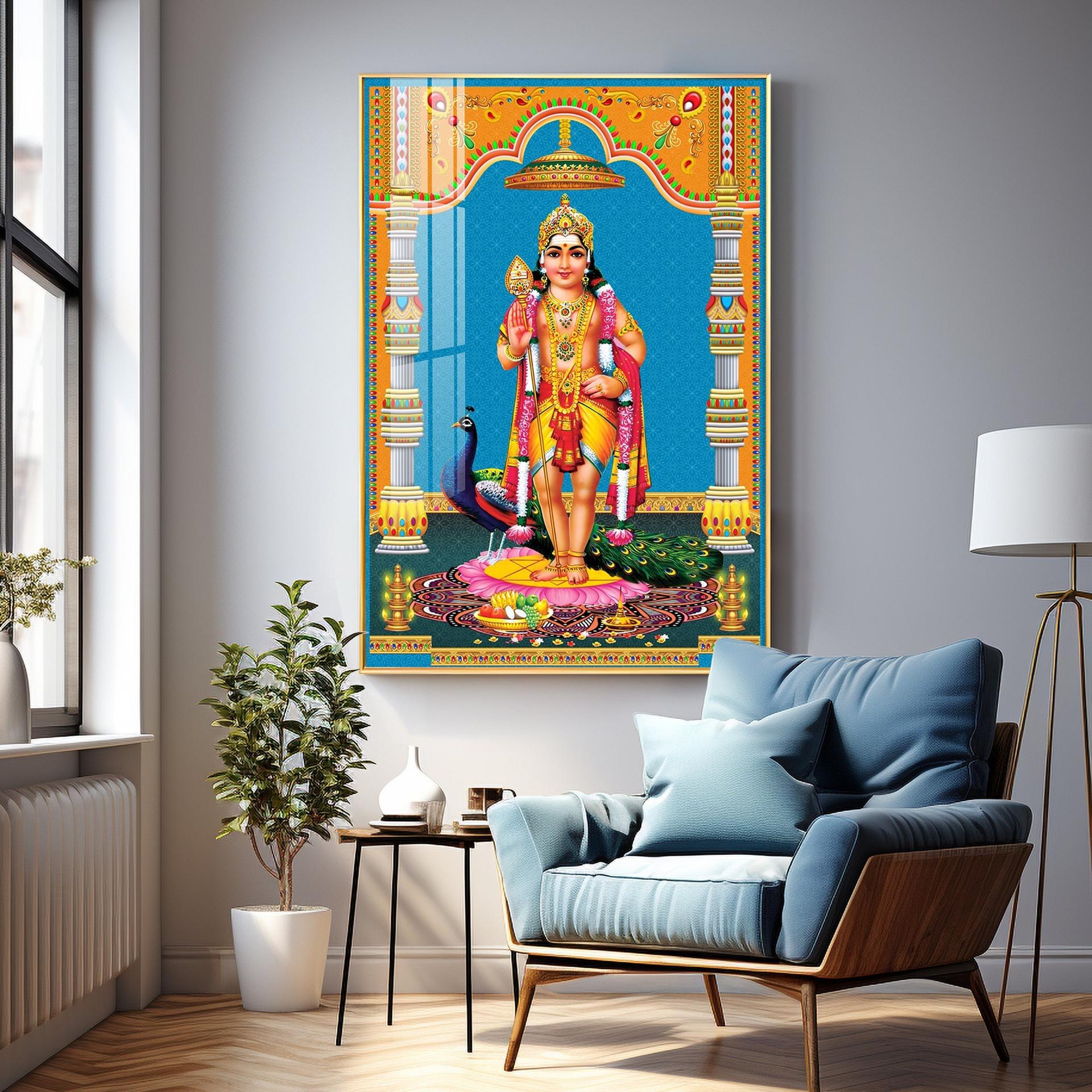 God Murugan Kartikeya Premium Acrylic Vertical Wall Art - Image 15