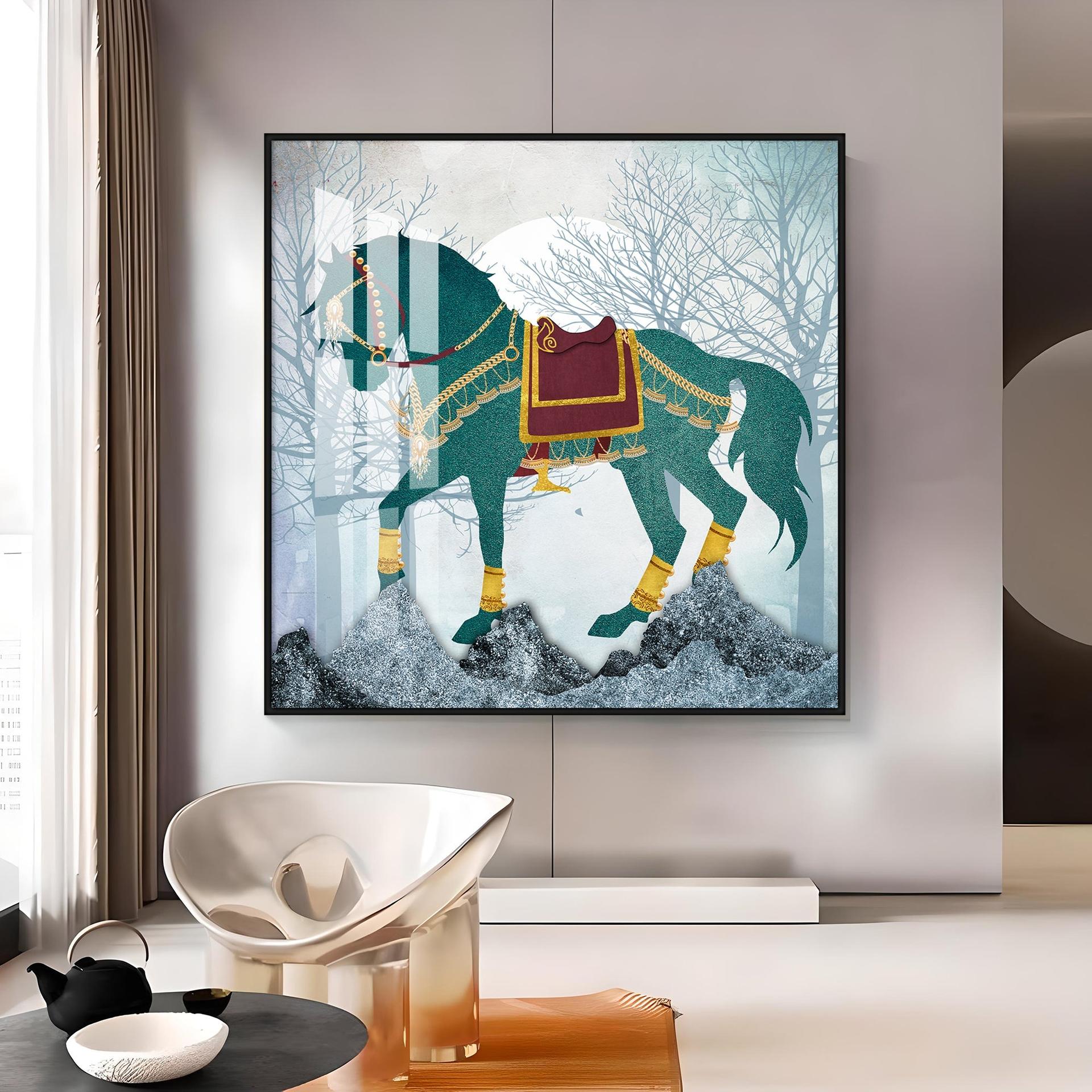 European Abstract Three-Dimensional Horse Premium Acrylic Square Wall Art - Image 9